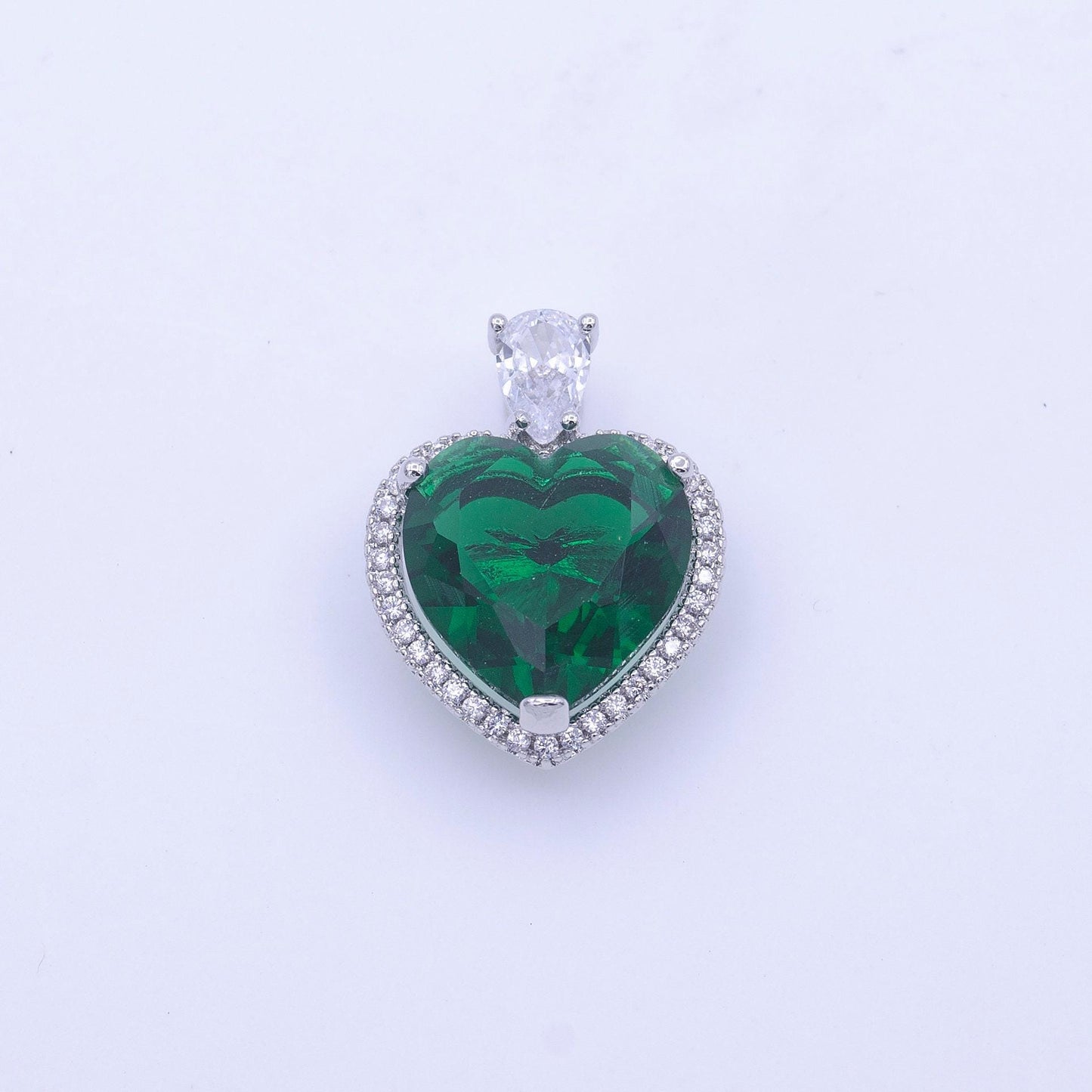 Silver micro pave heart cz pendant charm for jewelry necklace making h-231