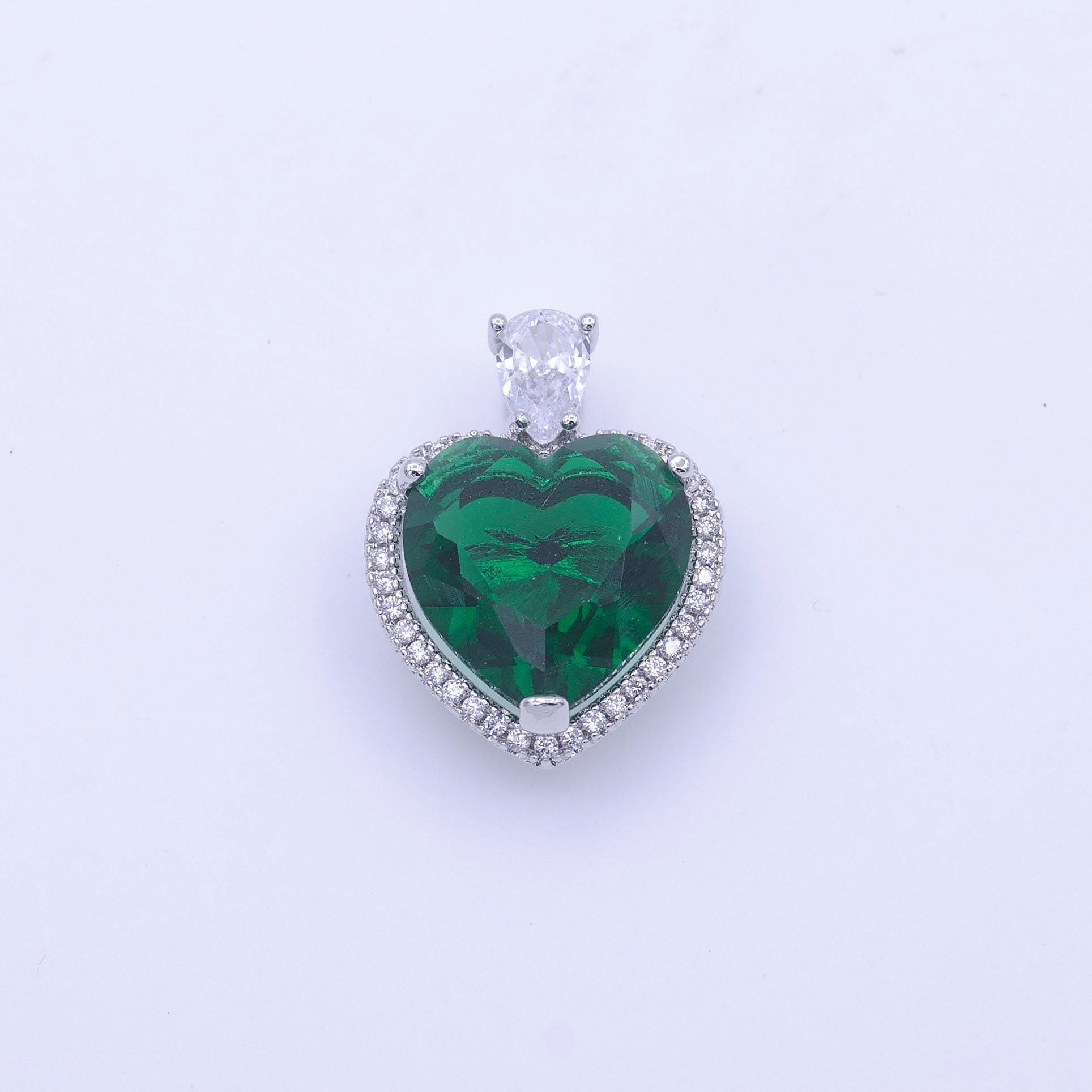 Silver micro pave heart cz pendant charm for jewelry necklace making h-231