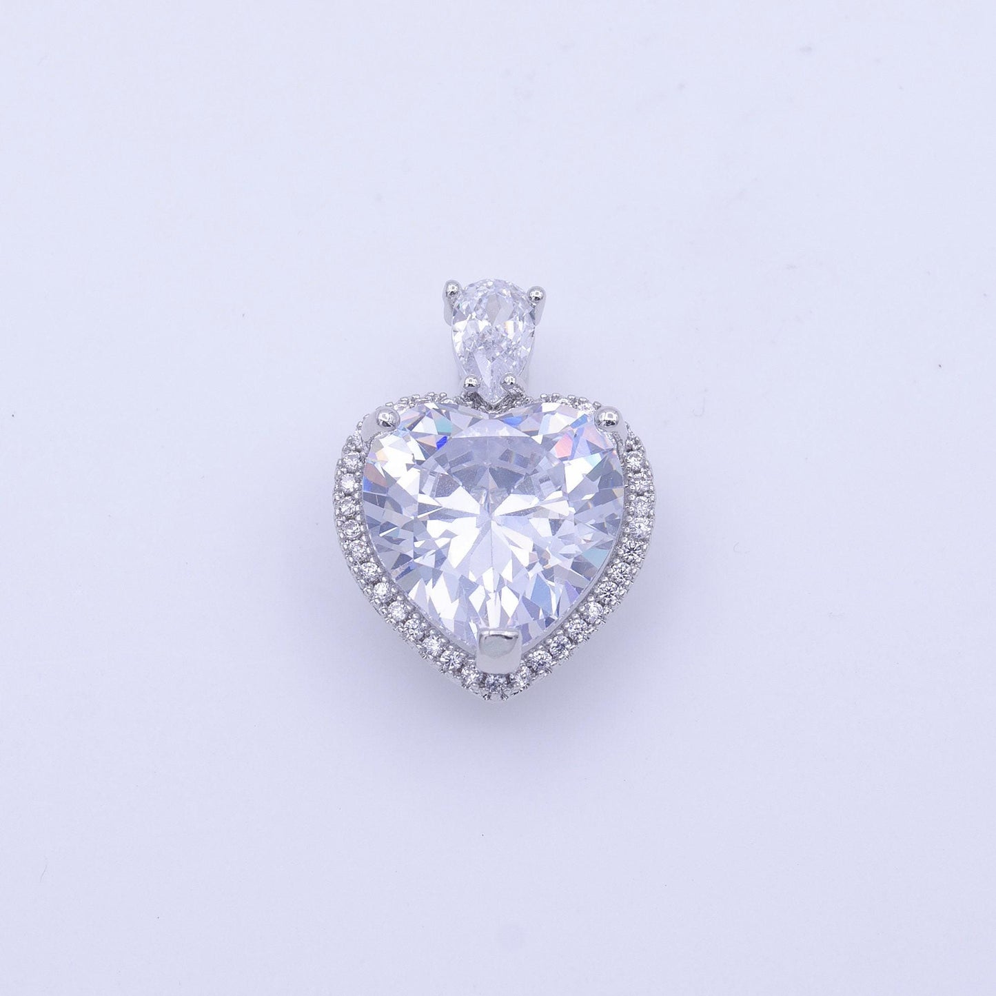 Silver micro pave heart cz pendant charm for jewelry necklace making h-231