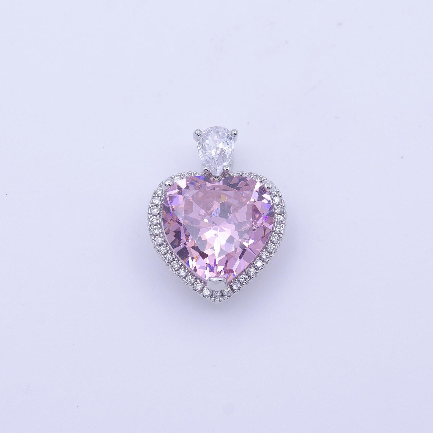 Silver micro pave heart cz pendant charm for jewelry necklace making h-231
