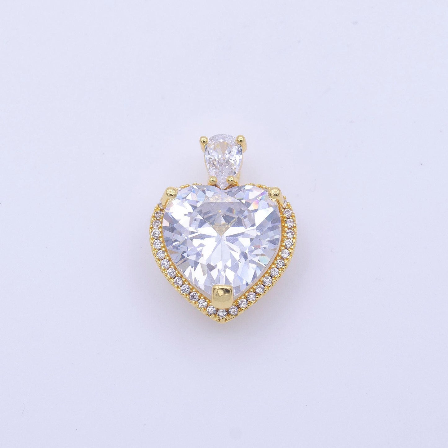 Silver micro pave heart cz pendant charm for jewelry necklace making h-231