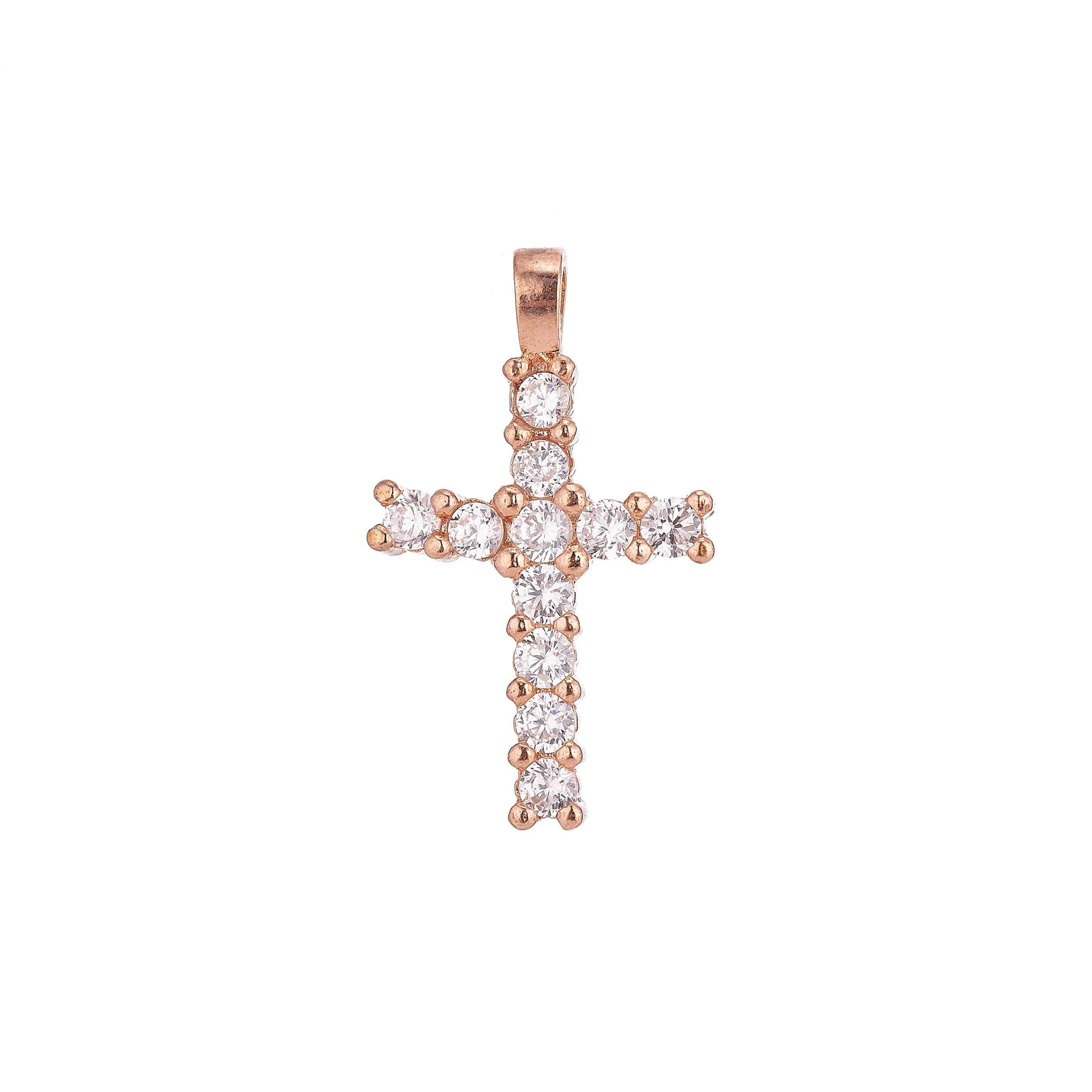 18k gold filled dainty delicate cross jesus cubic zirconia necklace pendant bracelet earring charm bails for jewelry making h-230
