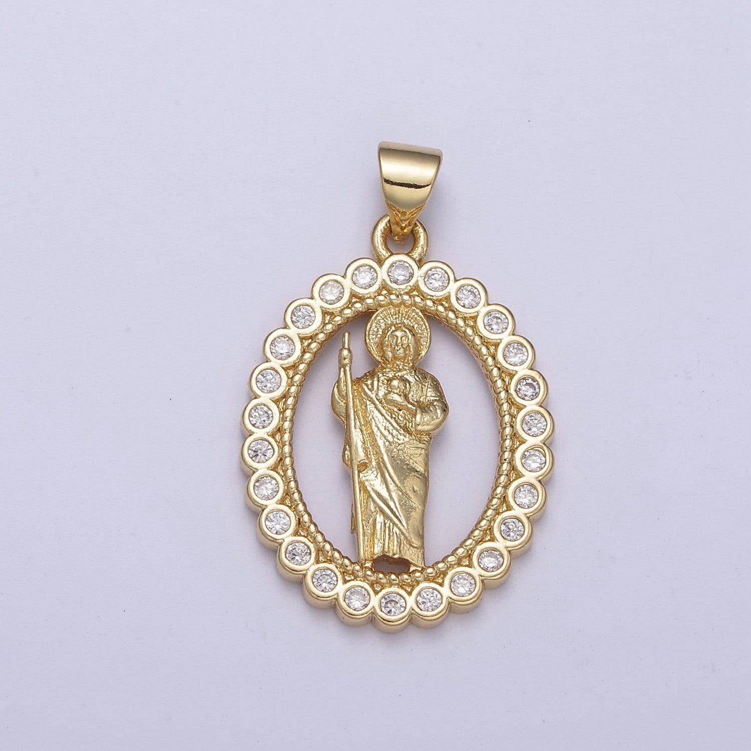 Gold medallion charm cz jesus pendant cubic zirconia charm religious jewelry h226