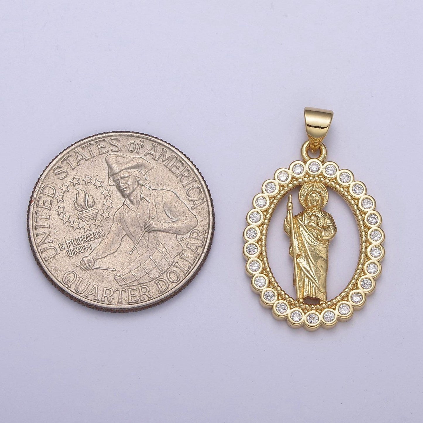 Gold medallion charm cz jesus pendant cubic zirconia charm religious jewelry h226