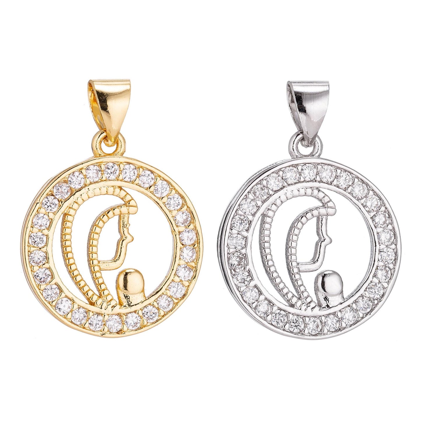 18k gold filled praying lady minimalist simple cross cubic zirconia necklace pendant bracelet earring charm bails for jewelry making h-210