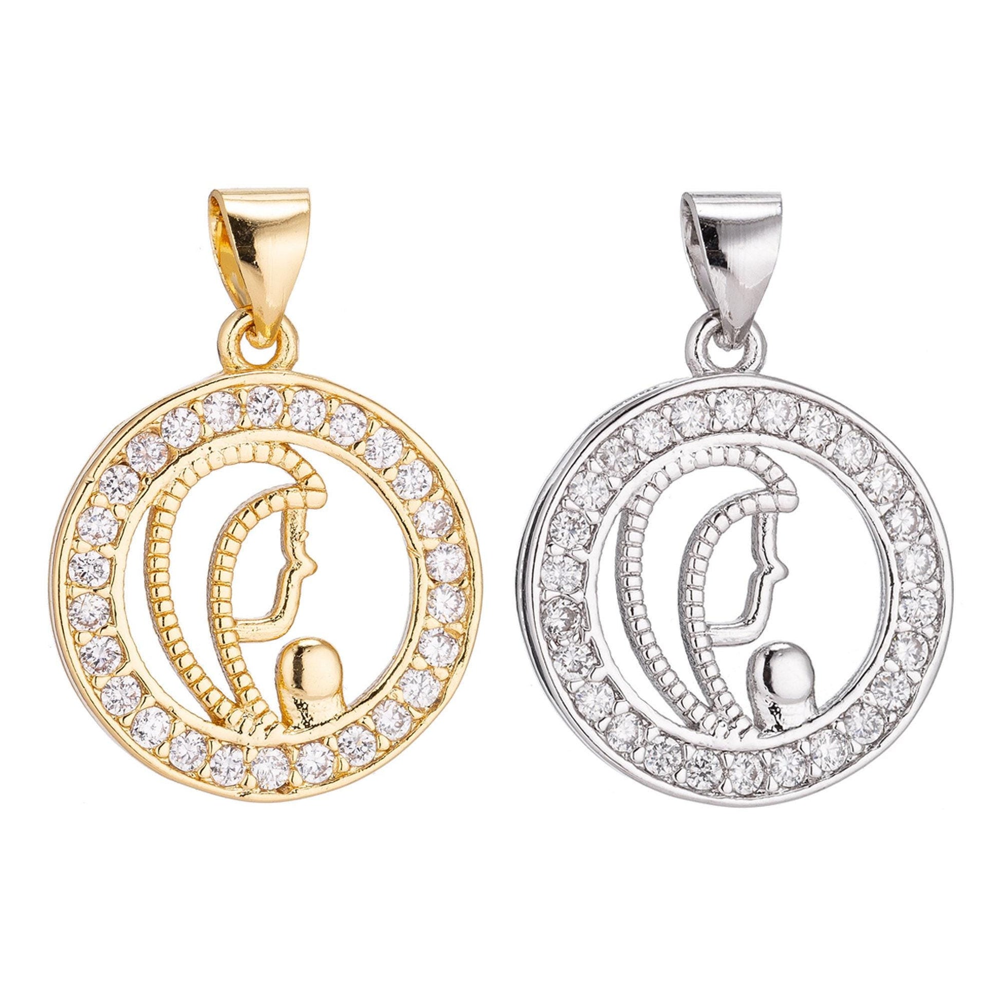18k gold filled praying lady minimalist simple cross cubic zirconia necklace pendant bracelet earring charm bails for jewelry making h-210