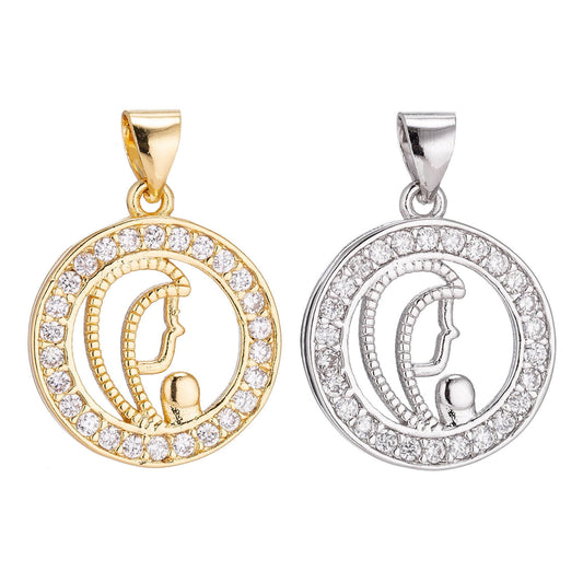 18k gold filled praying lady minimalist simple cross cubic zirconia necklace pendant bracelet earring charm bails for jewelry making h-210