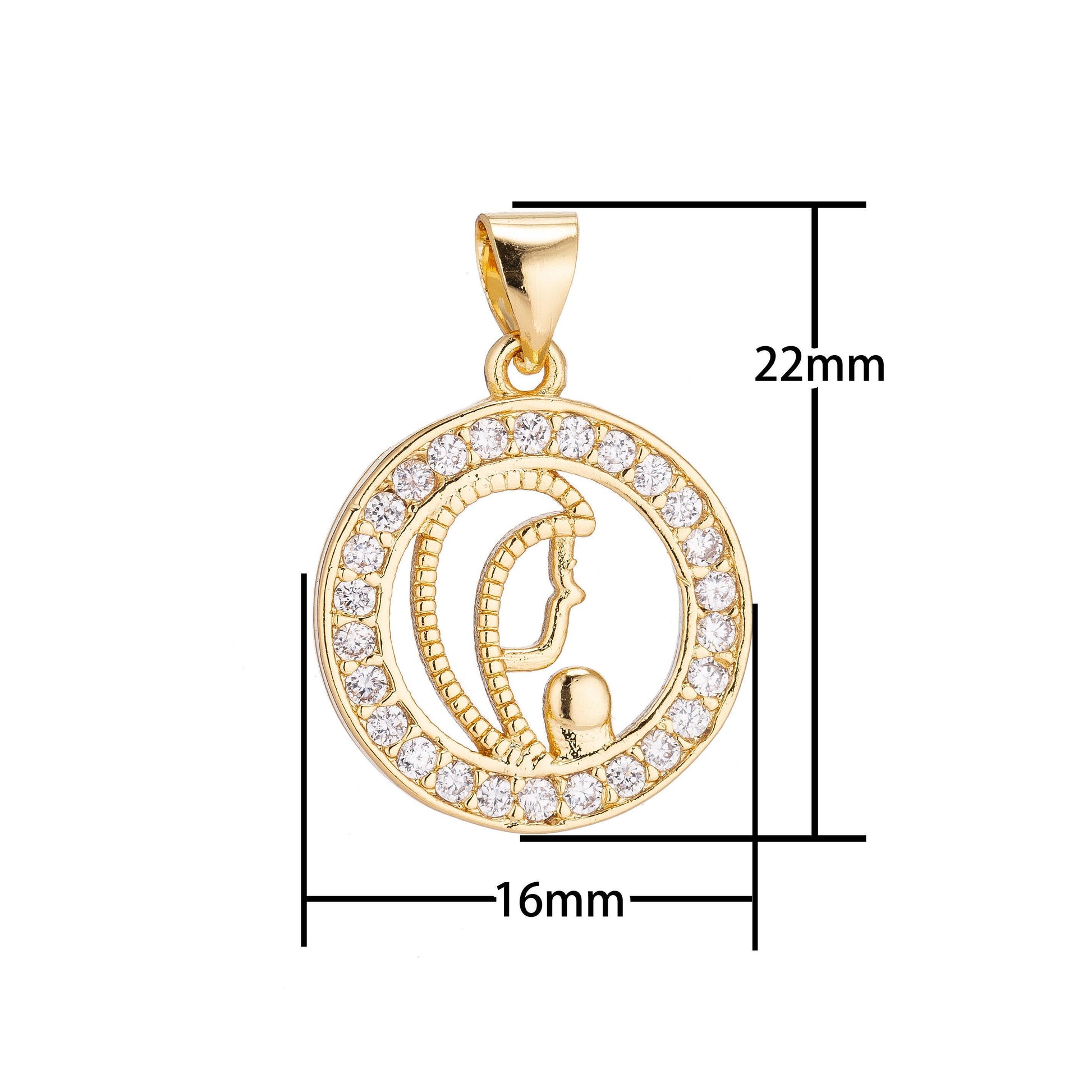18k gold filled praying lady minimalist simple cross cubic zirconia necklace pendant bracelet earring charm bails for jewelry making h-210