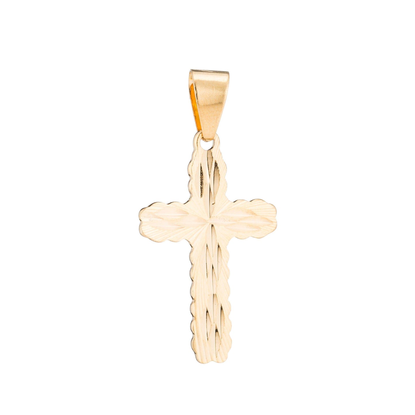 Gold cross pendant sunburst textured charm for religious jewelry making necklace bracelet component h-189