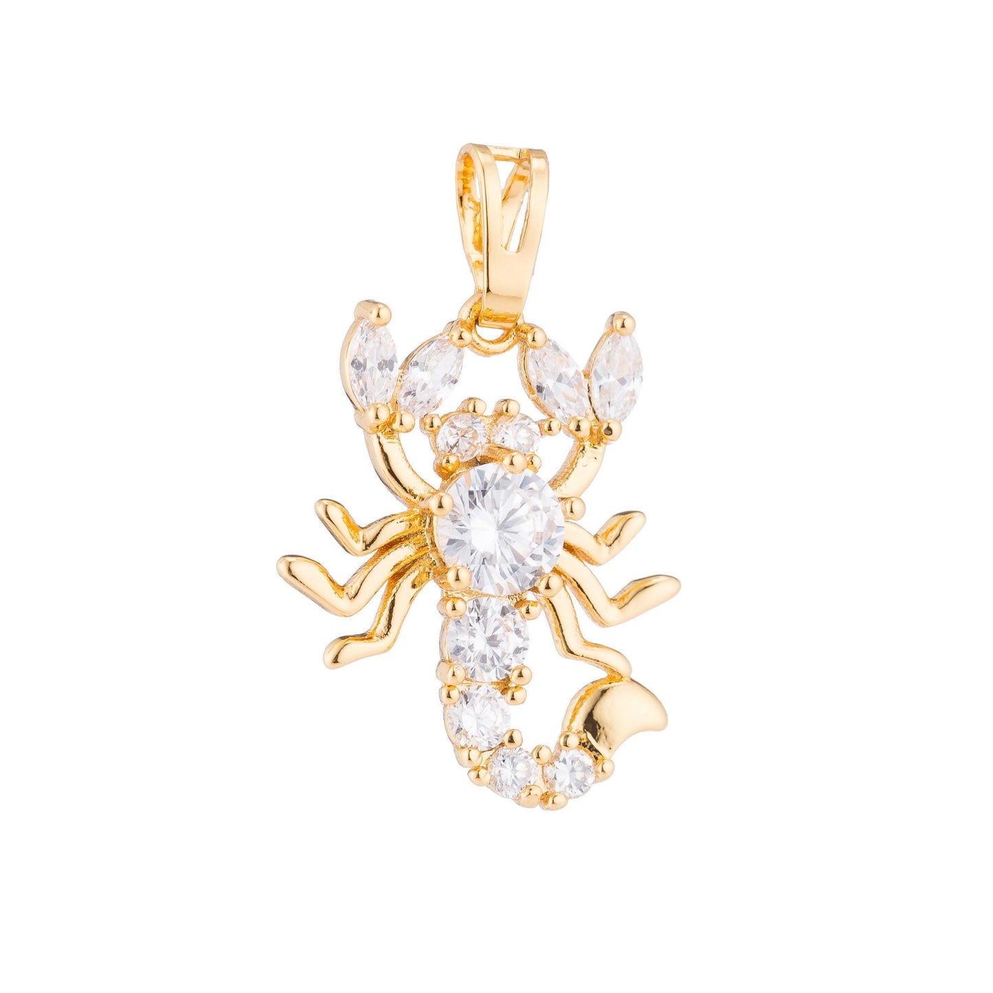 24k gold filled scorpio scorpion, animal, insect, scorpion diy cubic zirconia necklace pendant charm findings for jewelry making h-185