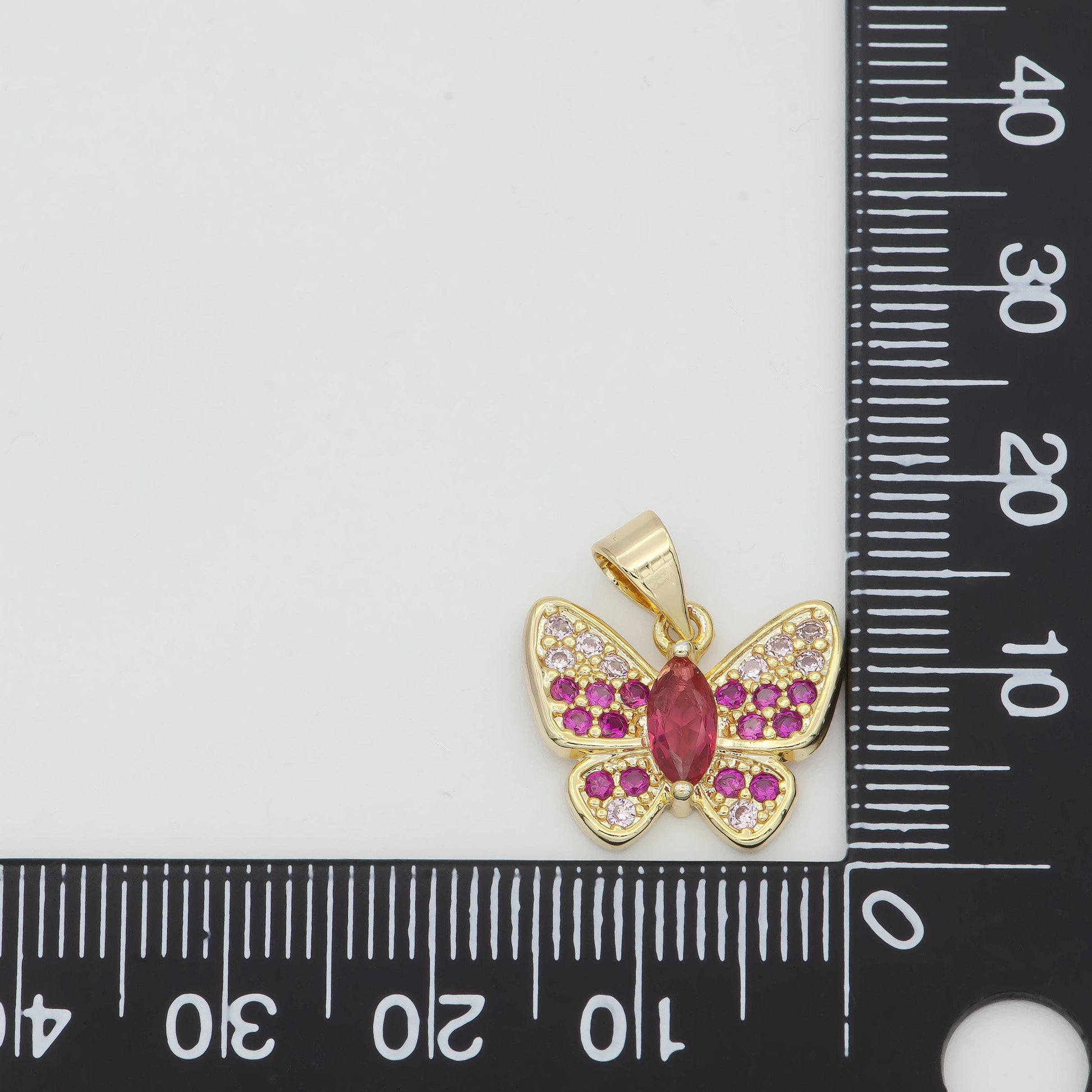 Gold butterfly charm pink cz micro pave mariposa monarch mini butterfly charm for bracelet necklace earring supply h-182