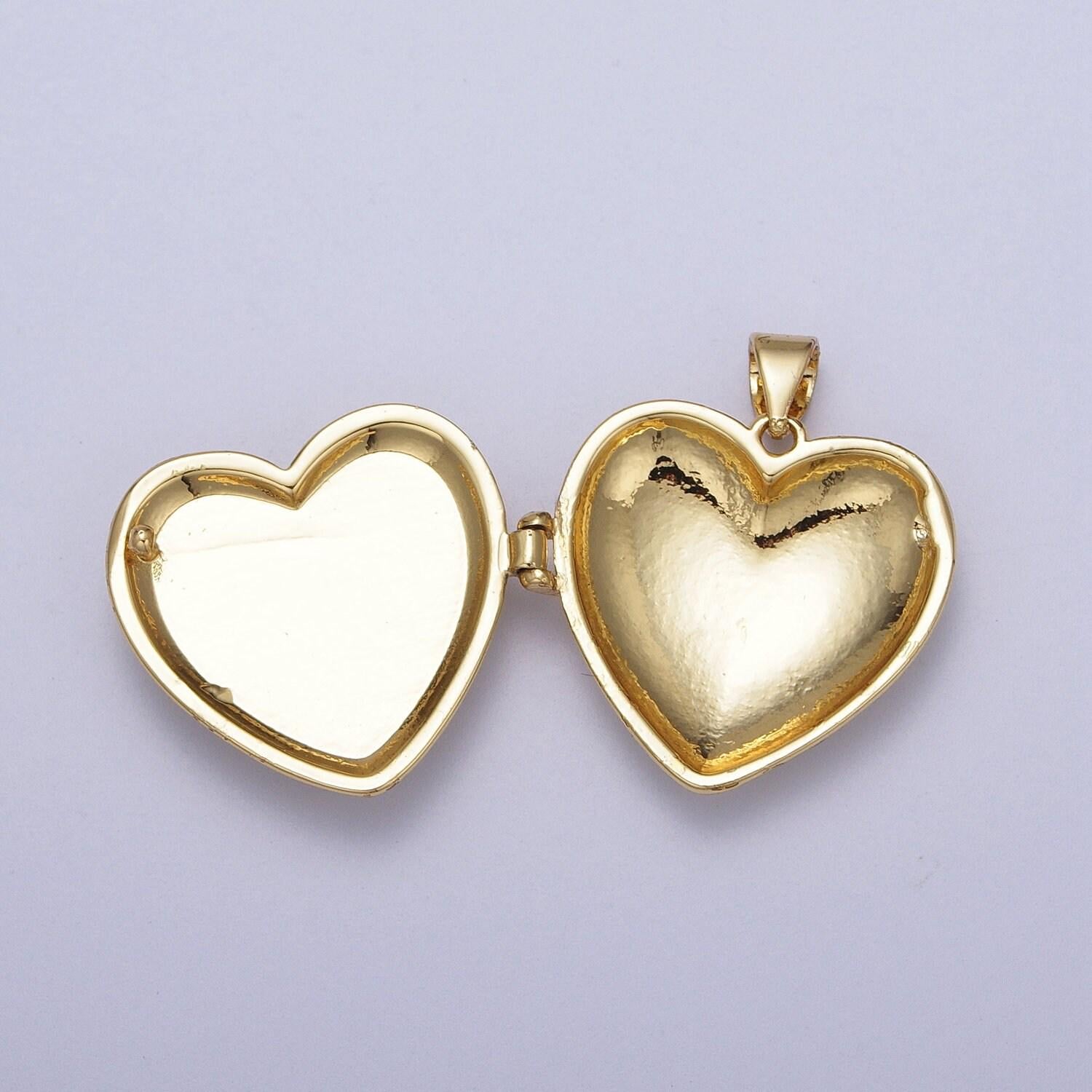 24k gold filled shell love heart locket charm necklace, abalone pink blue white green shell for personalized necklace pendant | h-151