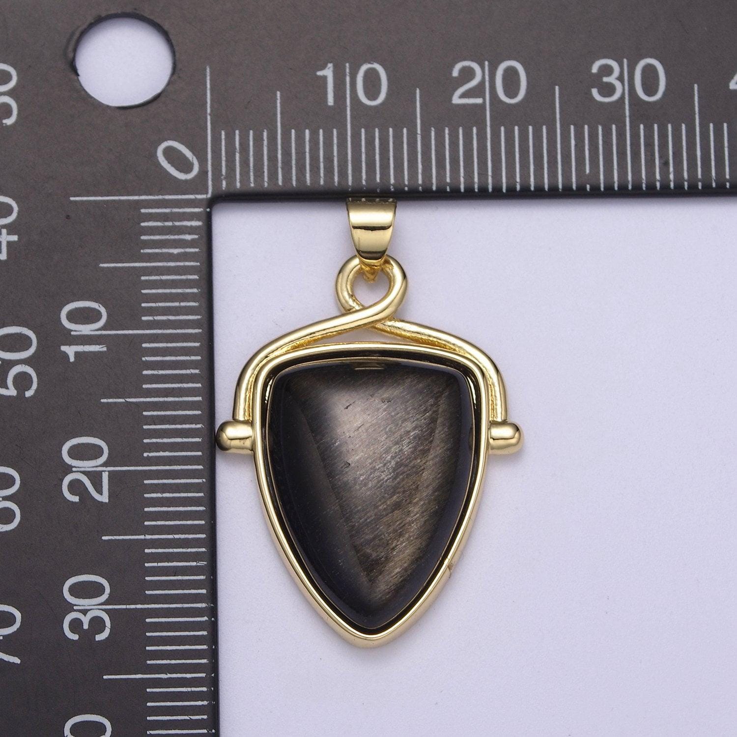 Black onyx pendant shield charm for statement necklace jewelry h-144
