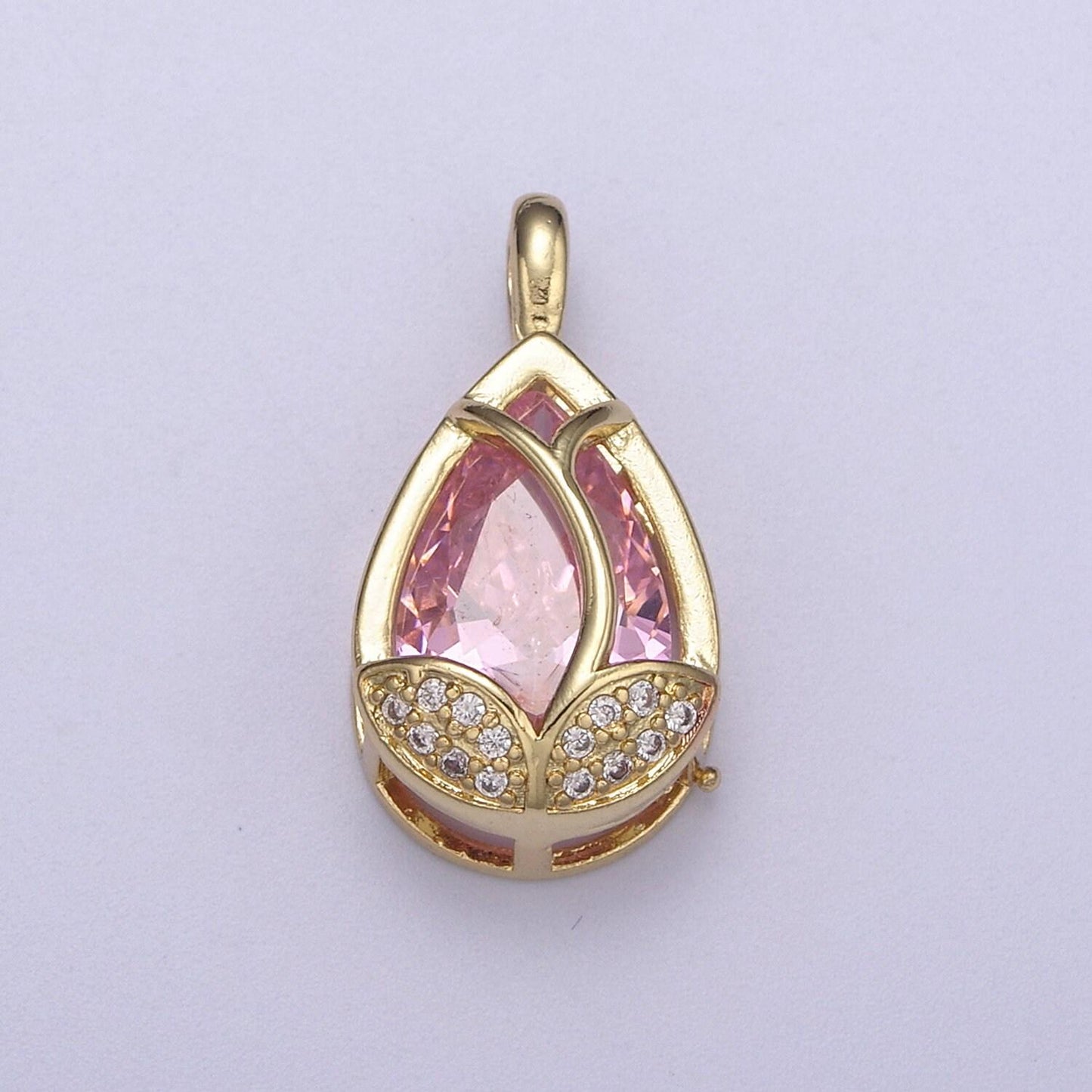 14k gold fill lotus petal charm, lotus pendant cubic zirconia dangle charm h-118 / h-119 / h-123 / h-124 / h-125