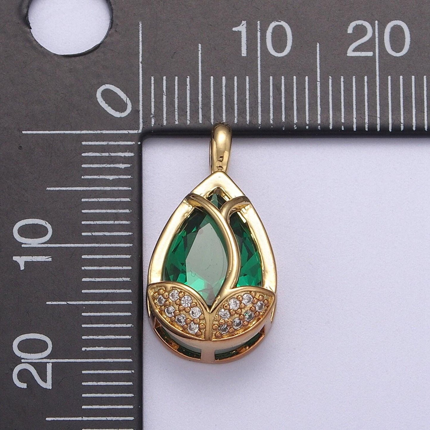 14k gold fill lotus petal charm, lotus pendant cubic zirconia dangle charm h-118 / h-119 / h-123 / h-124 / h-125