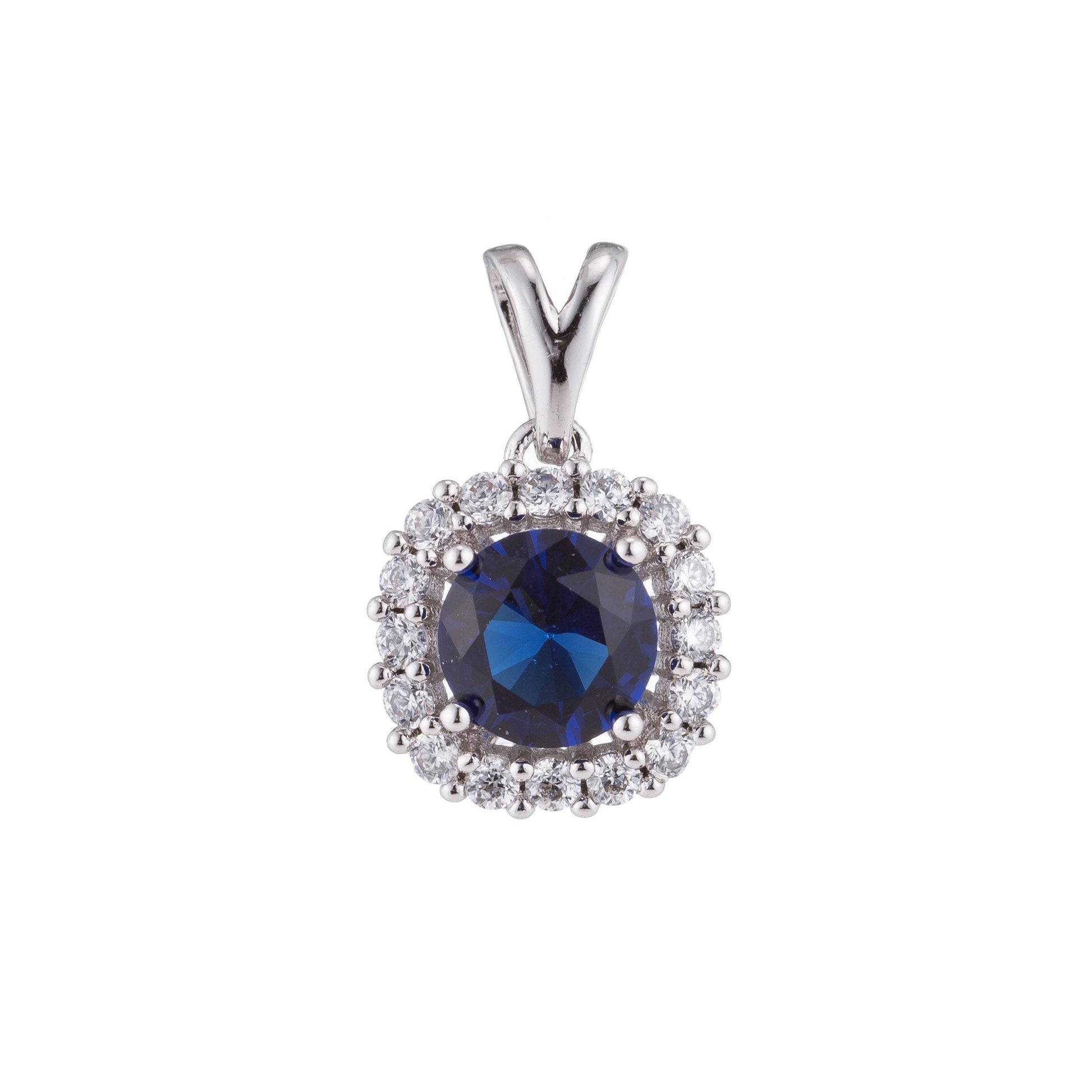 Silver sapphire blue crystal, diamond, ladies romantic gift cz necklace pendant charm bead bails findings for jewelry making h-094
