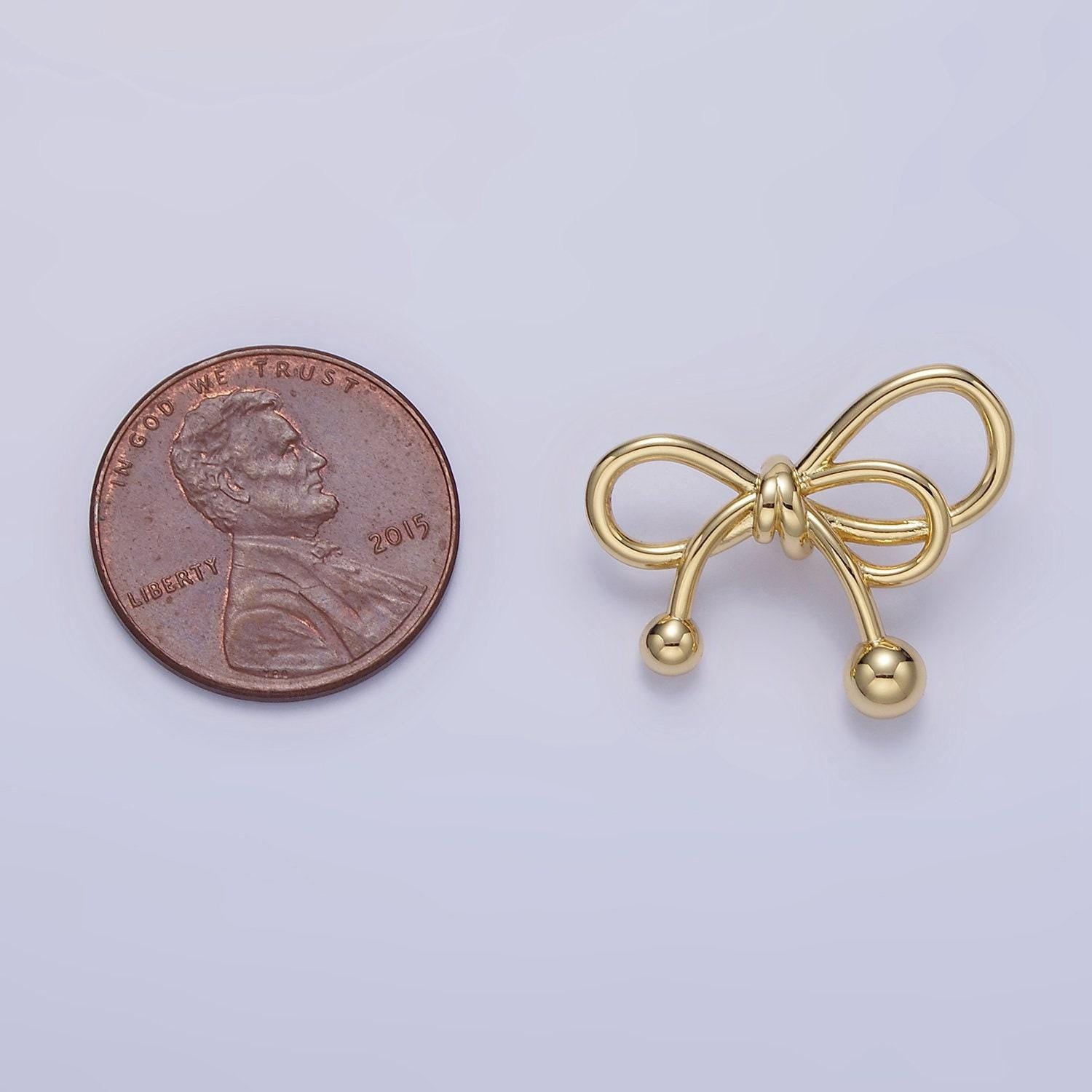 Gold bow charms 24k gold filled bow pendant dainty bow tie charm for bracelet necklace diy jewelry making supply h051