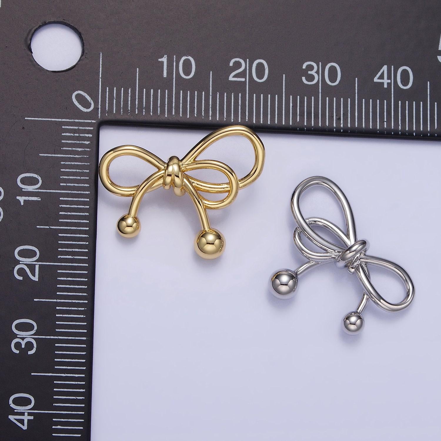 Gold bow charms 24k gold filled bow pendant dainty bow tie charm for bracelet necklace diy jewelry making supply h051