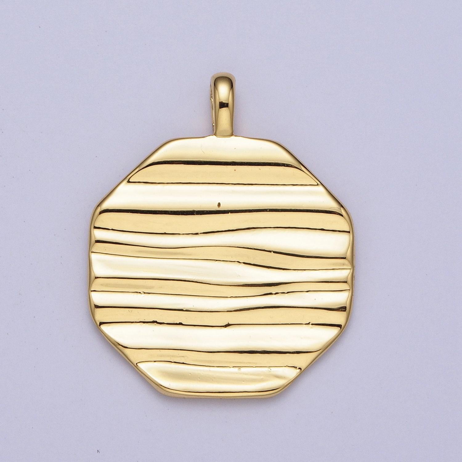 Octagon charm, dainty the wave charm 14k gold filled geometric pendant necklace charm wholesale bulk findings h043