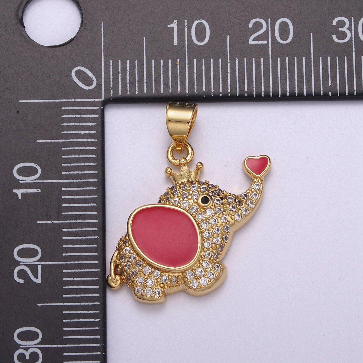 1pc gold red enamelz cz elephant pendant charm, dainty white dumbo pendant charm, pendant, for animal kids jewelry h-045, h-046