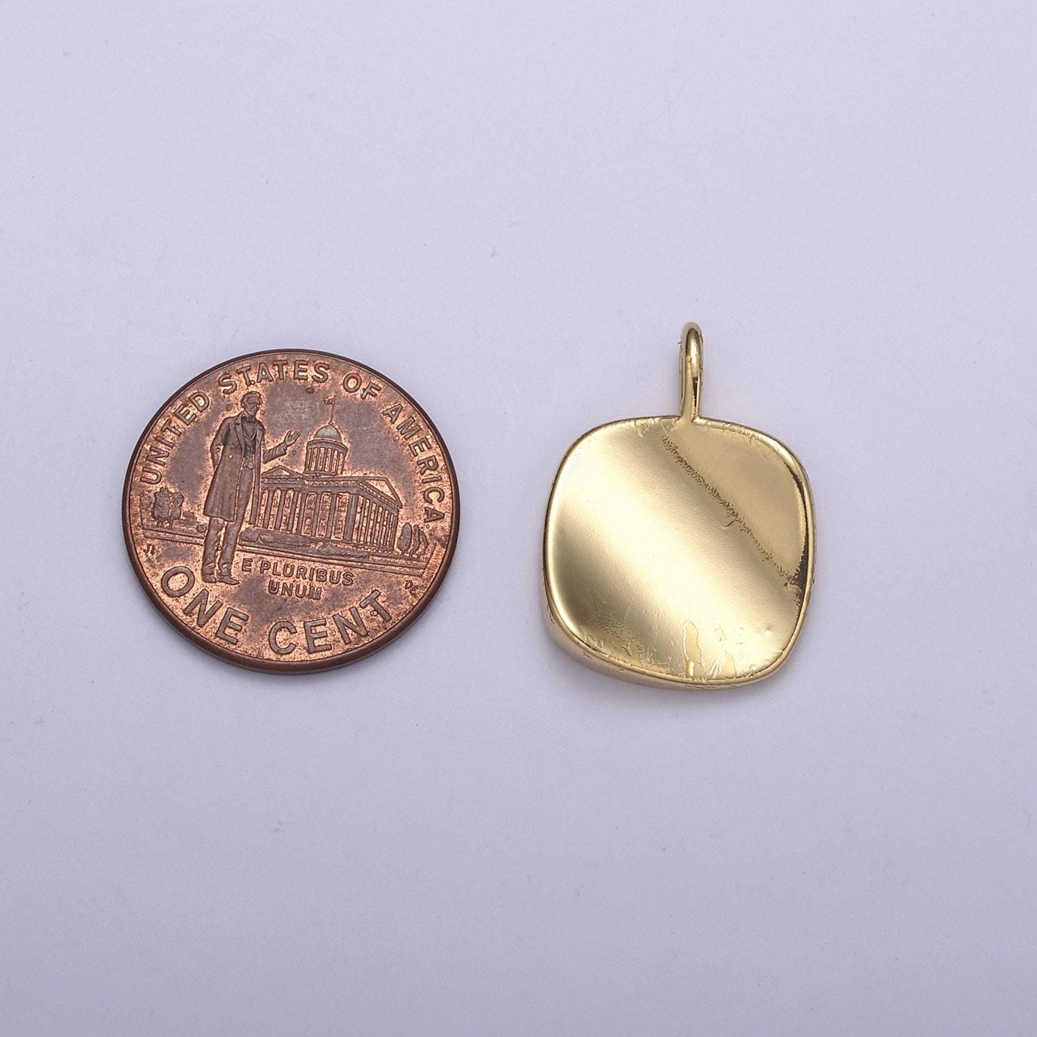 Dainty small square charm for necklace, bracelet in 14k gold filled dangle geometric jewelry h-37
