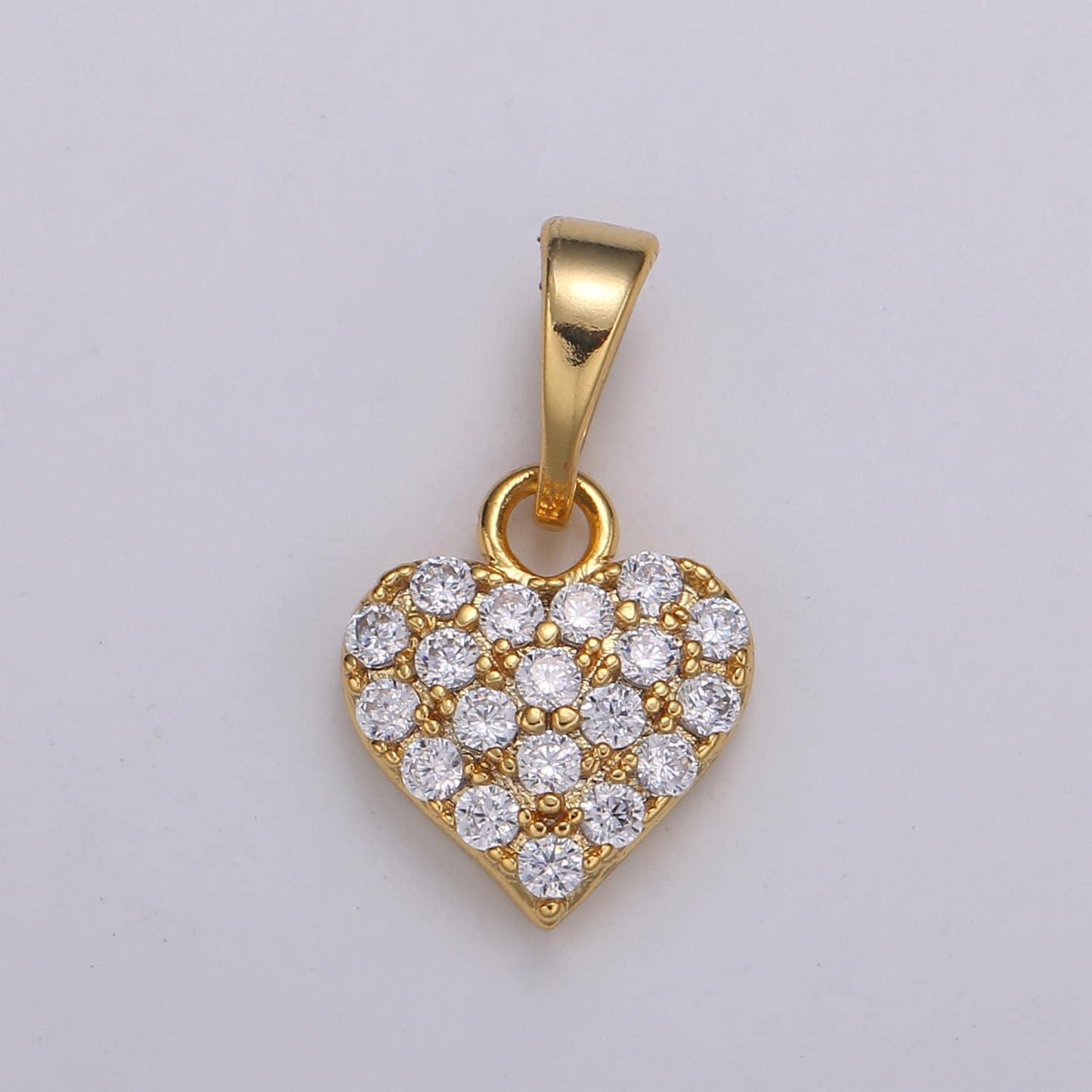 1pc 24k gold micro pave cz heart pendant charm, 16.5x9mm love micro pave cz pendant charm, for diy jewelry h034