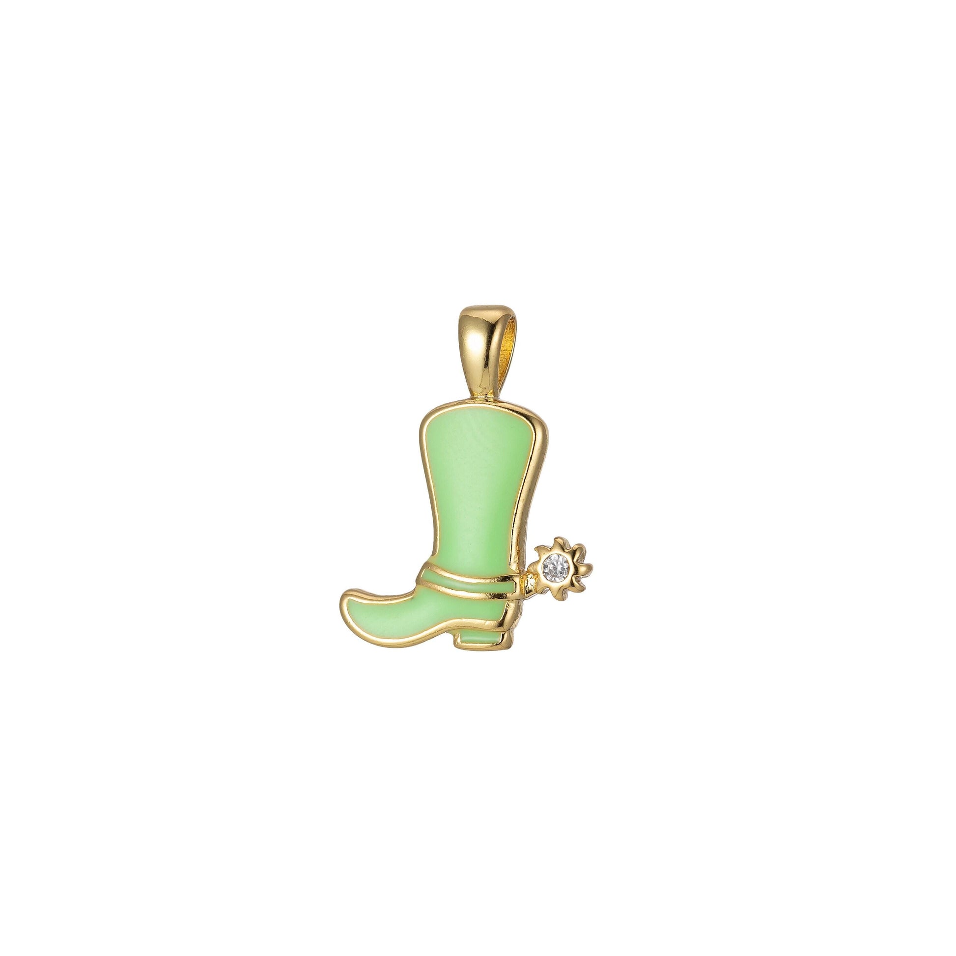 1pc enamel color cowboy boot charm, gold cowboy boots charm for necklace or bracelet, cowgirl charm, rodeo cowgirl jewelry pd 2247