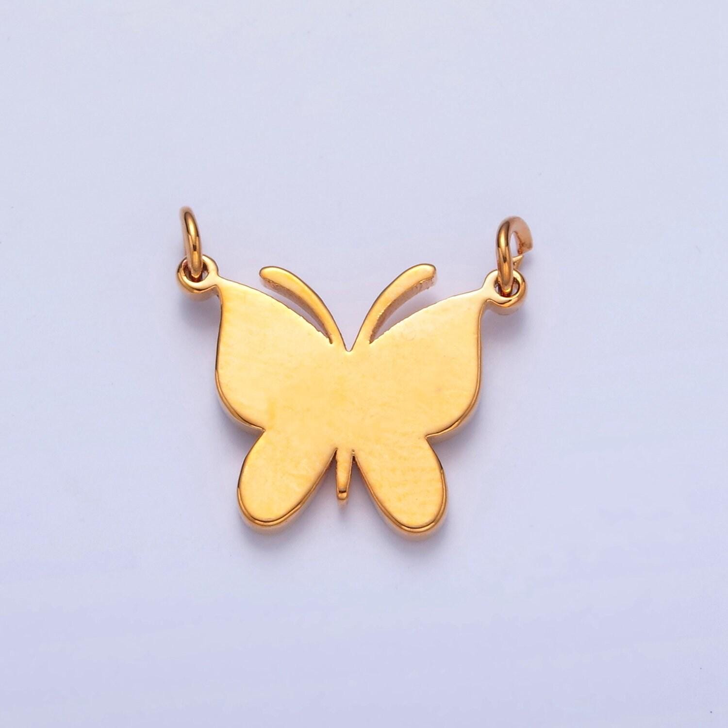 Minimalist gold filled butterfly connector, 16.5mmx17.5mm spring mariposa charm for jewelry making | g-927, g-928, g-929