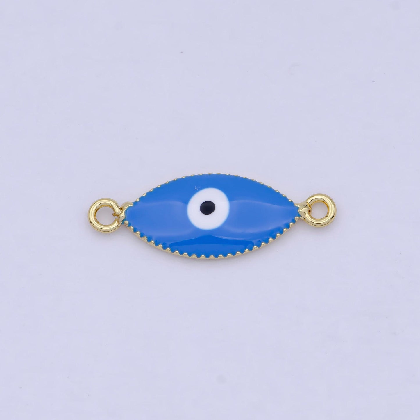 24k gold protection eye of ra link connector, white blue enamel evil eye pendant necklace charm connector for jewelry making | g-921, g-922