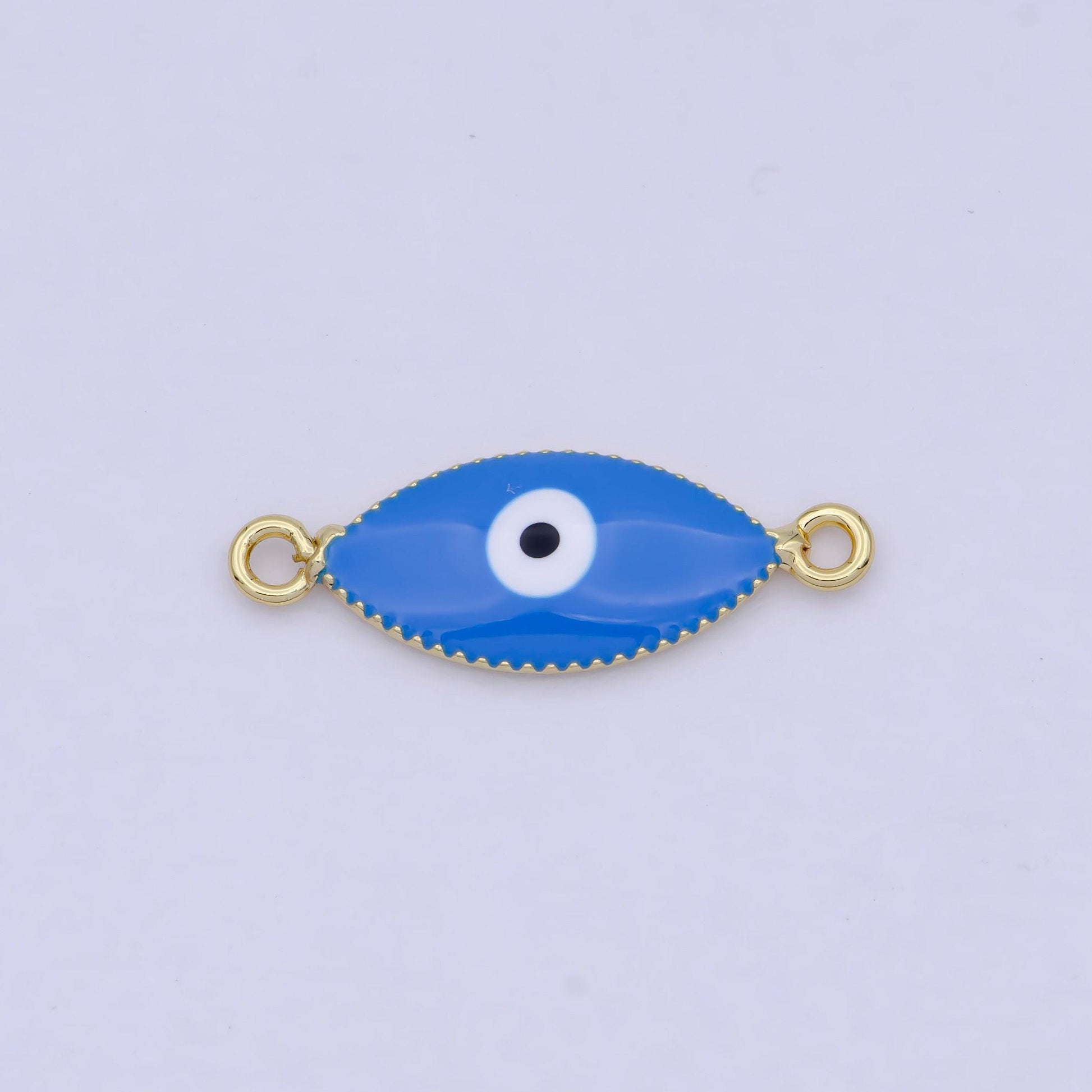 24k gold protection eye of ra link connector, white blue enamel evil eye pendant necklace charm connector for jewelry making | g-921, g-922