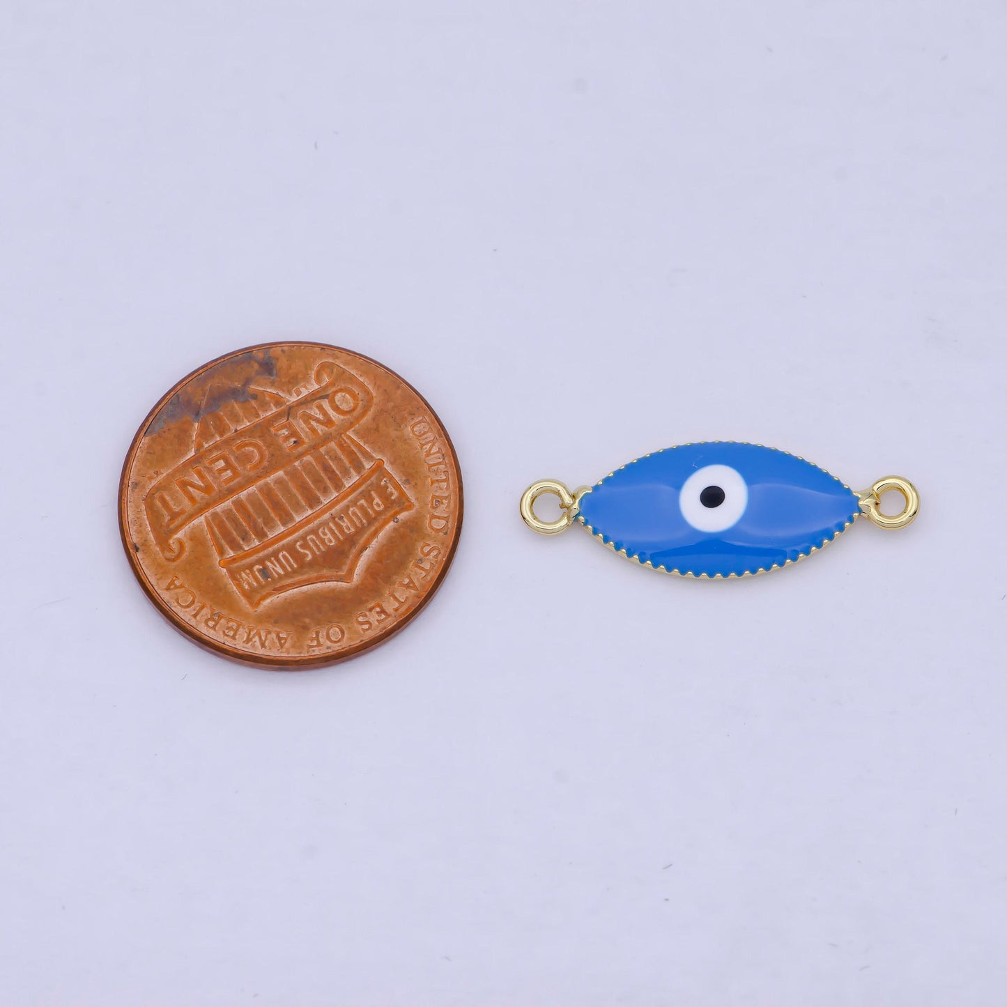 24k gold protection eye of ra link connector, white blue enamel evil eye pendant necklace charm connector for jewelry making | g-921, g-922