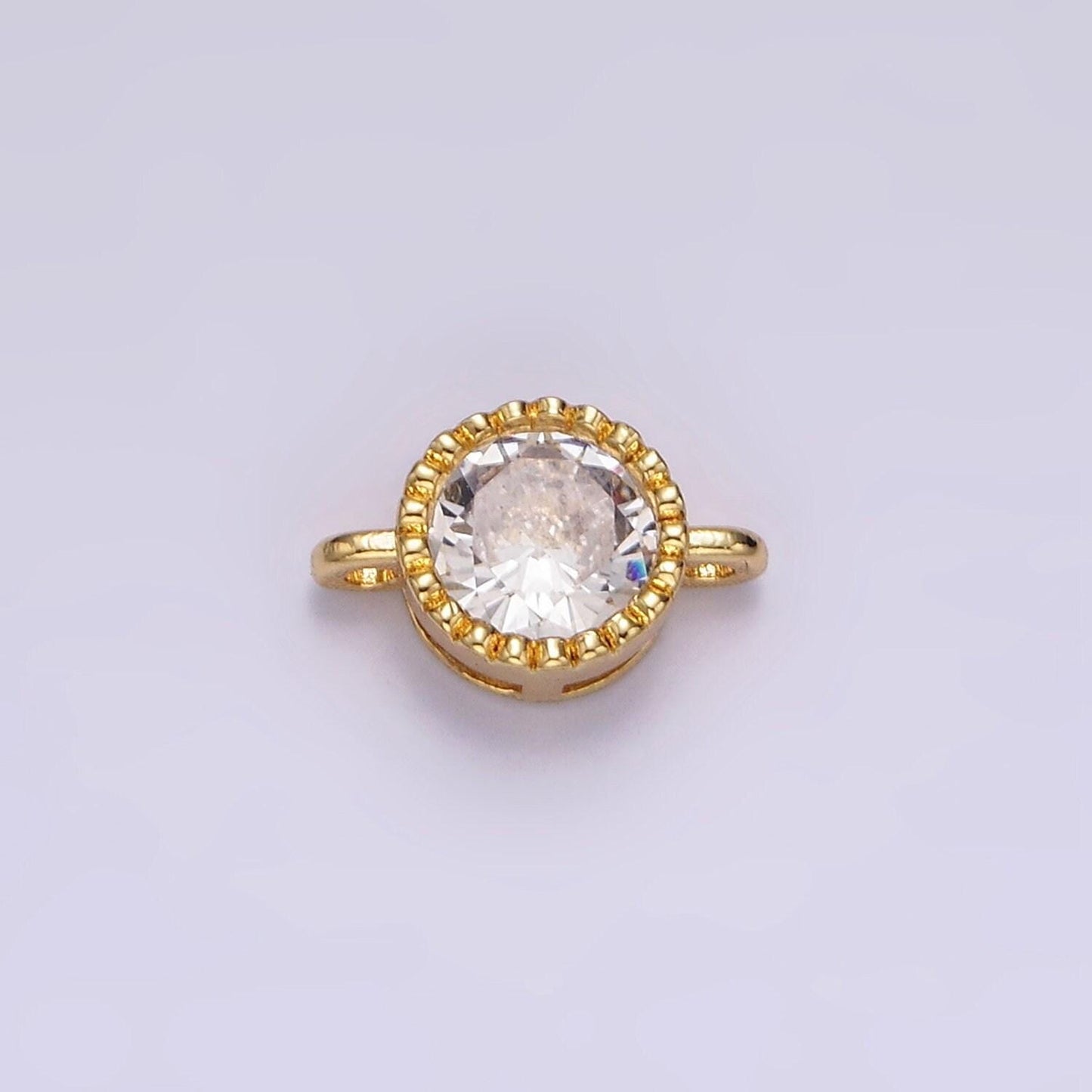 14k gold filled 10mm clear cz round connector in gold & silver | g898 g899
