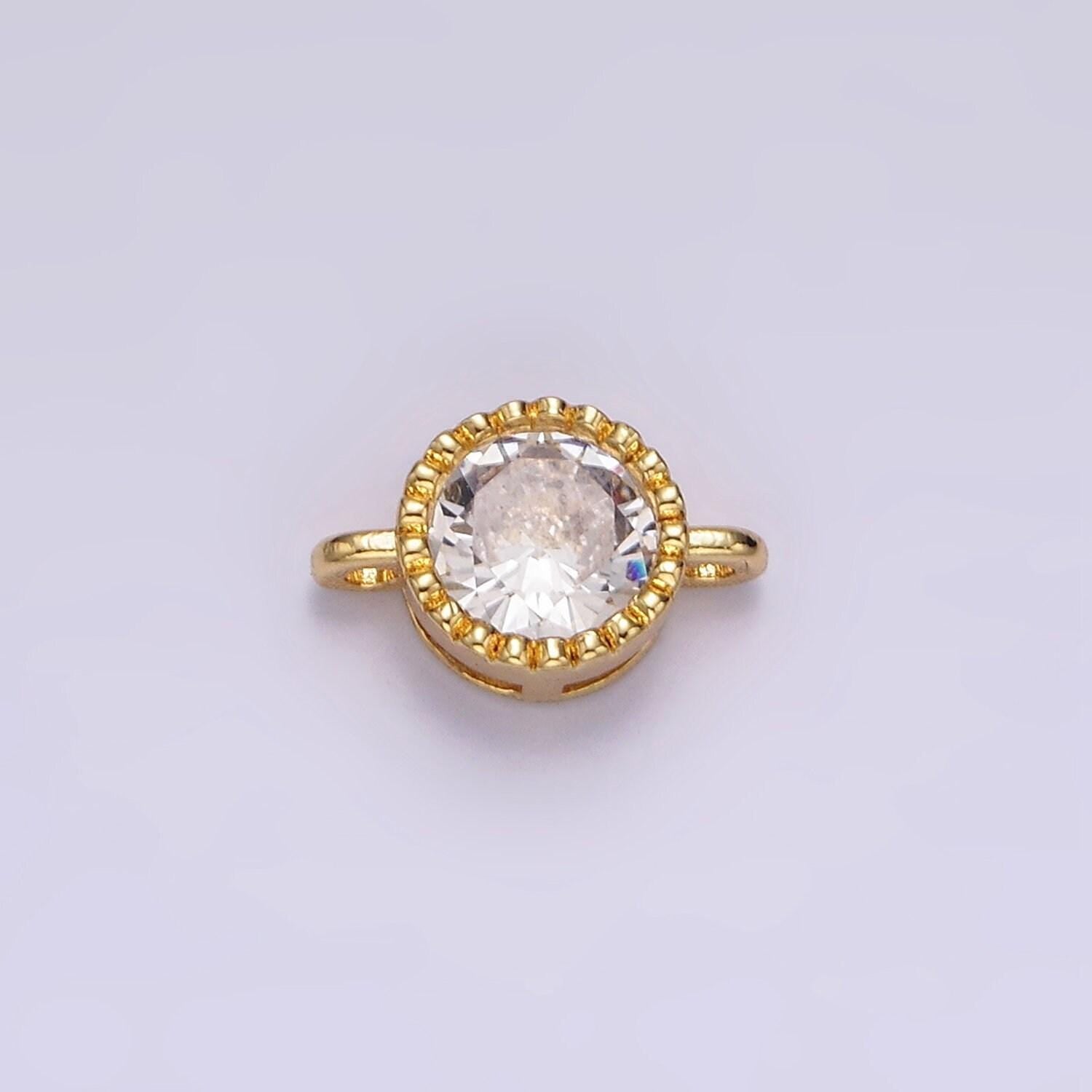 14k gold filled 10mm clear cz round connector in gold & silver | g898 g899