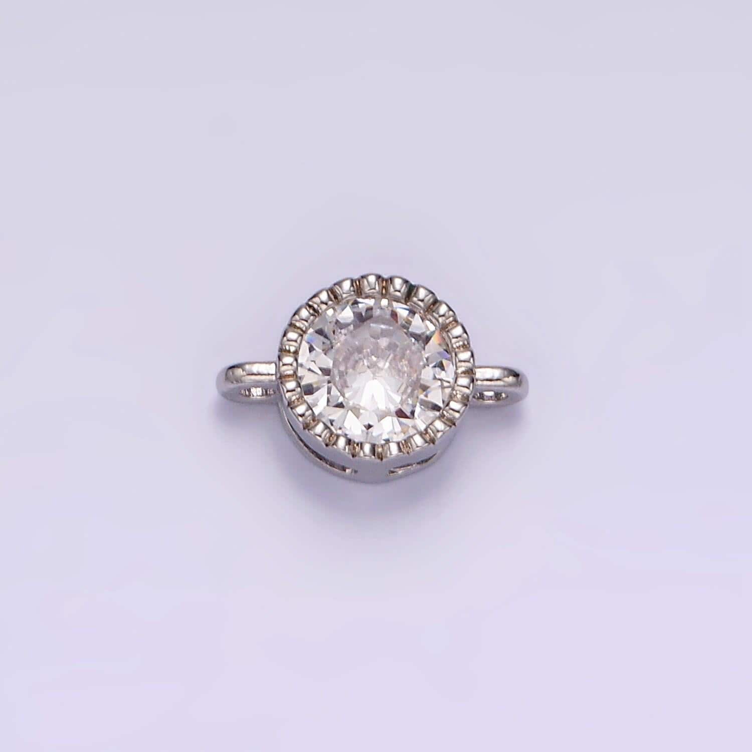 14k gold filled 10mm clear cz round connector in gold & silver | g898 g899