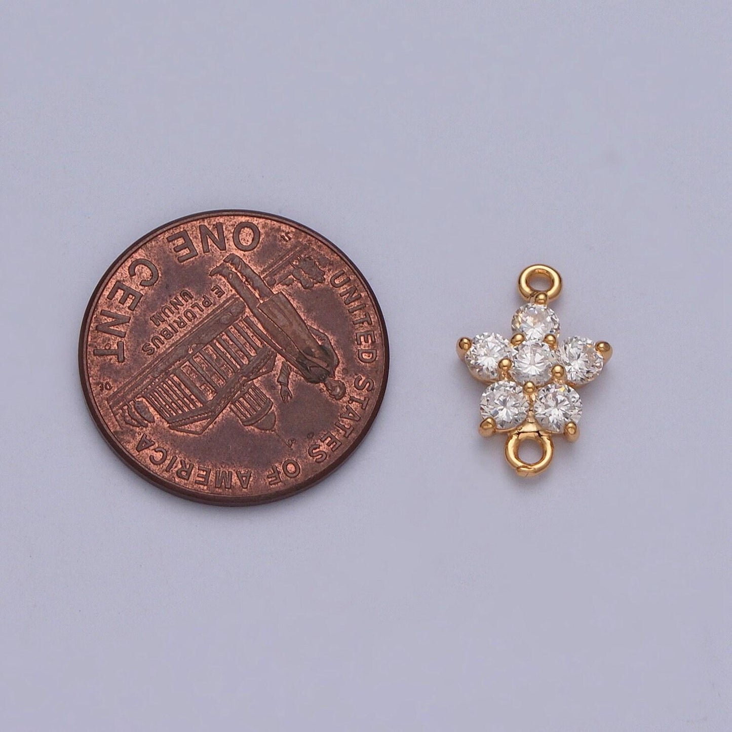 16k gold plated dainty five-leaf hibiscus charm connector micro pave cubic zarconia cz stones for necklace jewelry finding | g-879,g-882