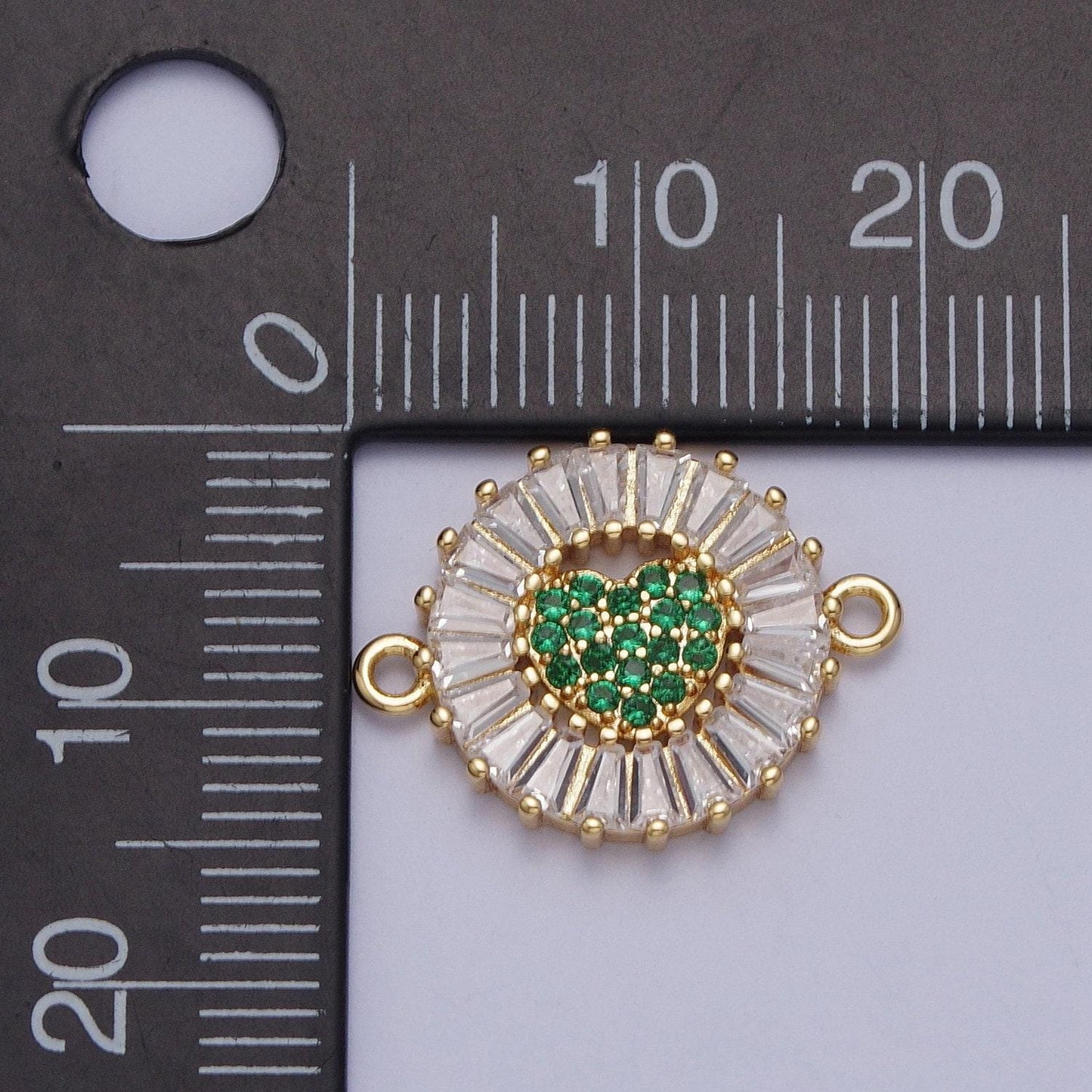 24k gold filled micro pave love heart center link connector, baguette stone bracelet connector, round sunburst link connector | g865~ g870