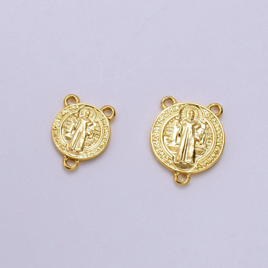 14k gold filled 11mm, 14mm saint benedict round triple loop connector | g843