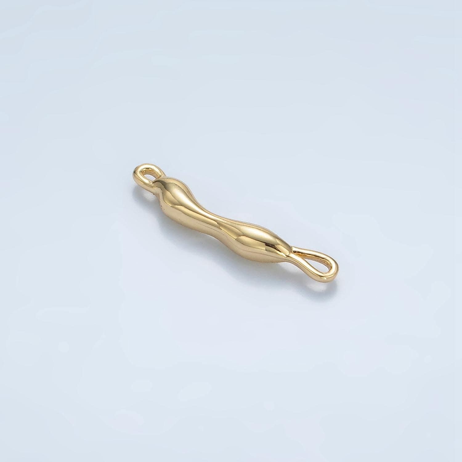 Long abstract dented cave man sticks pendant, gold silver plated dented sticks charm connector for jewelry making | g828