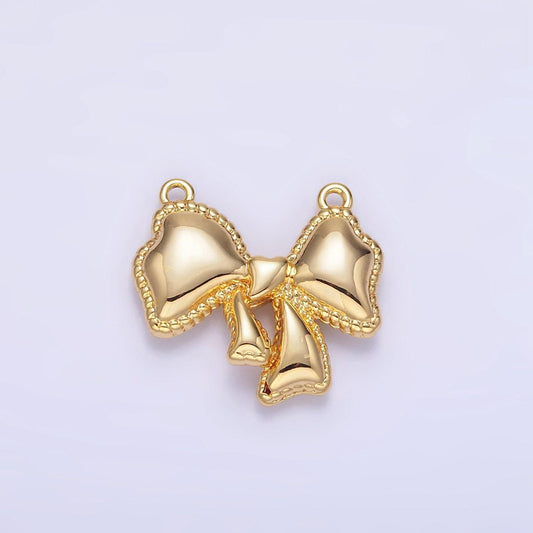 Dainty 24k gold filled bow charm connector ribbon link connector dainty charm connector for bracelet necklace g826