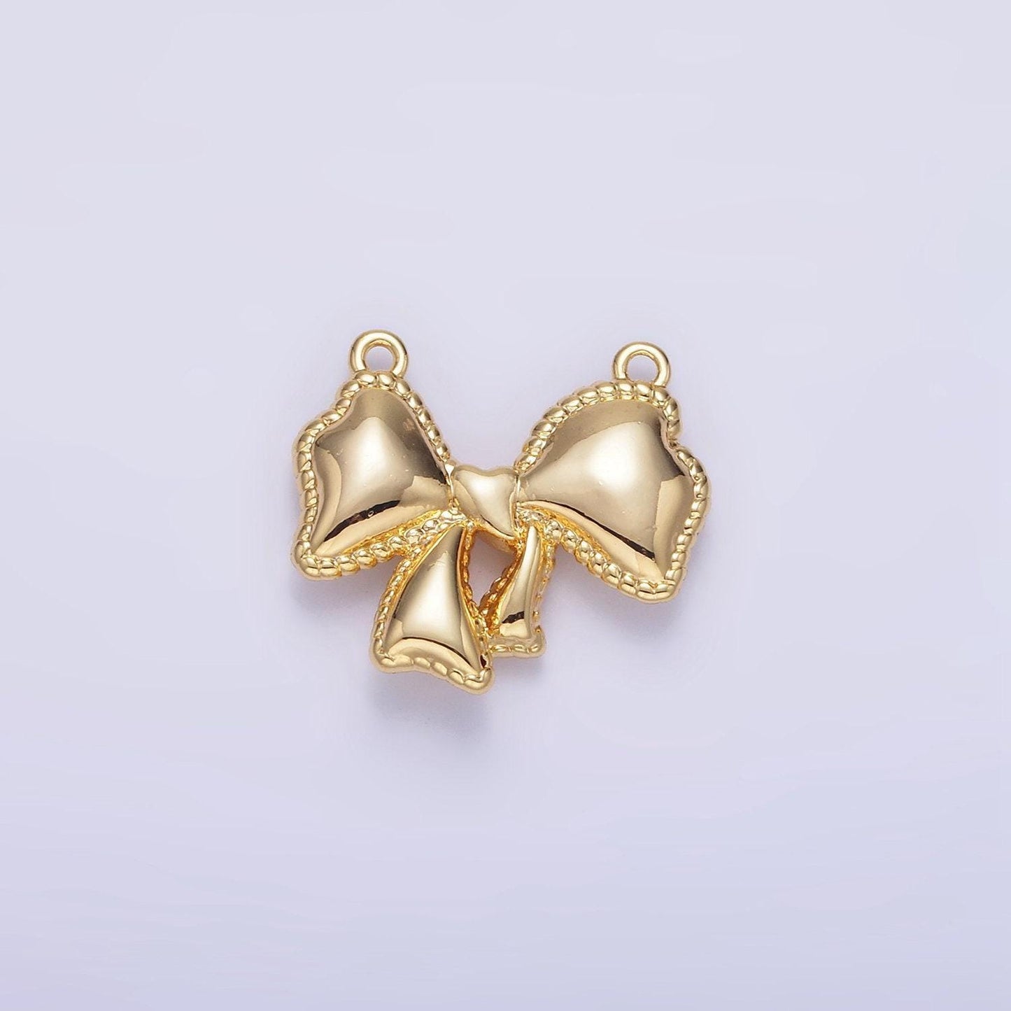 Dainty 24k gold filled bow charm connector ribbon link connector dainty charm connector for bracelet necklace g826