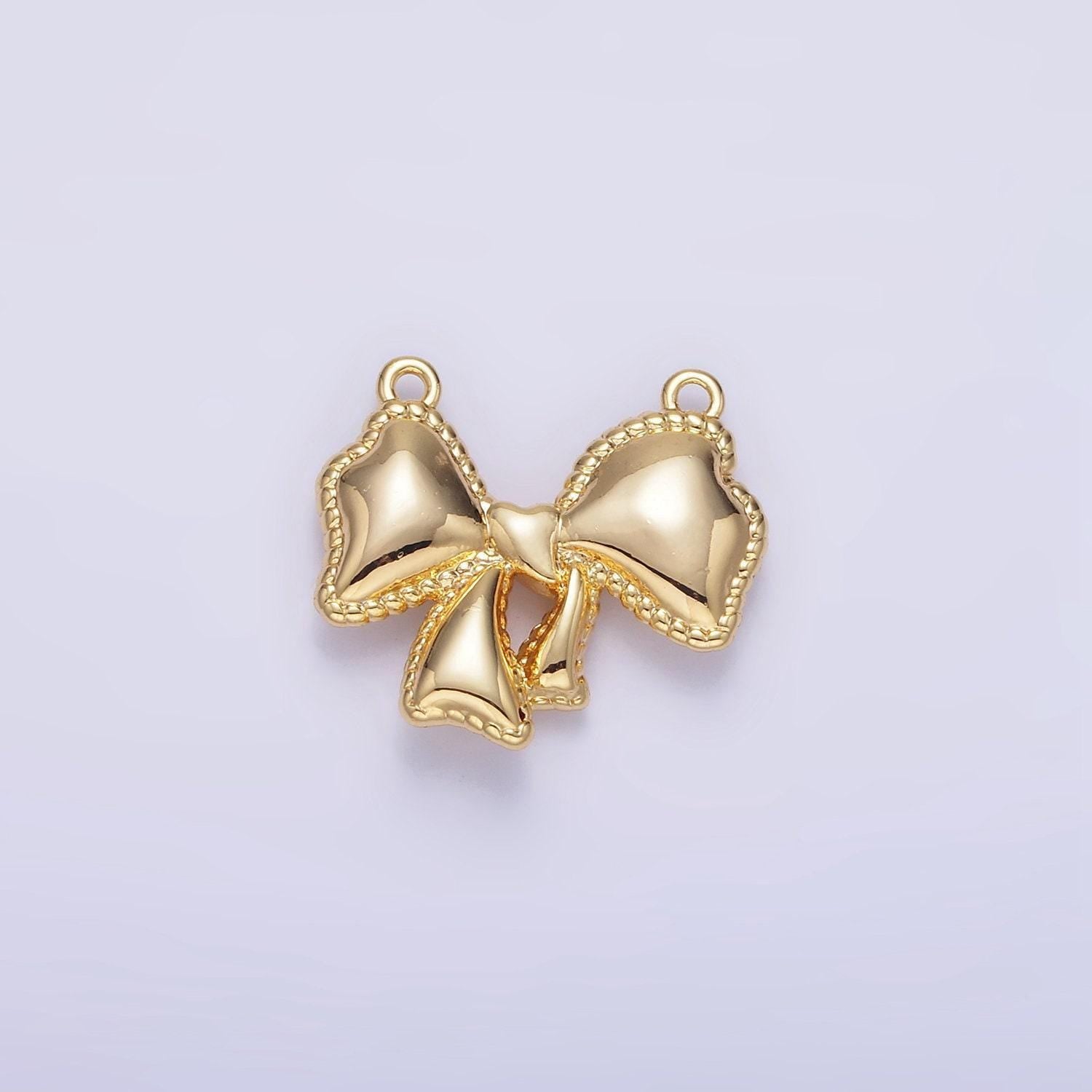 Dainty 24k gold filled bow charm connector ribbon link connector dainty charm connector for bracelet necklace g826