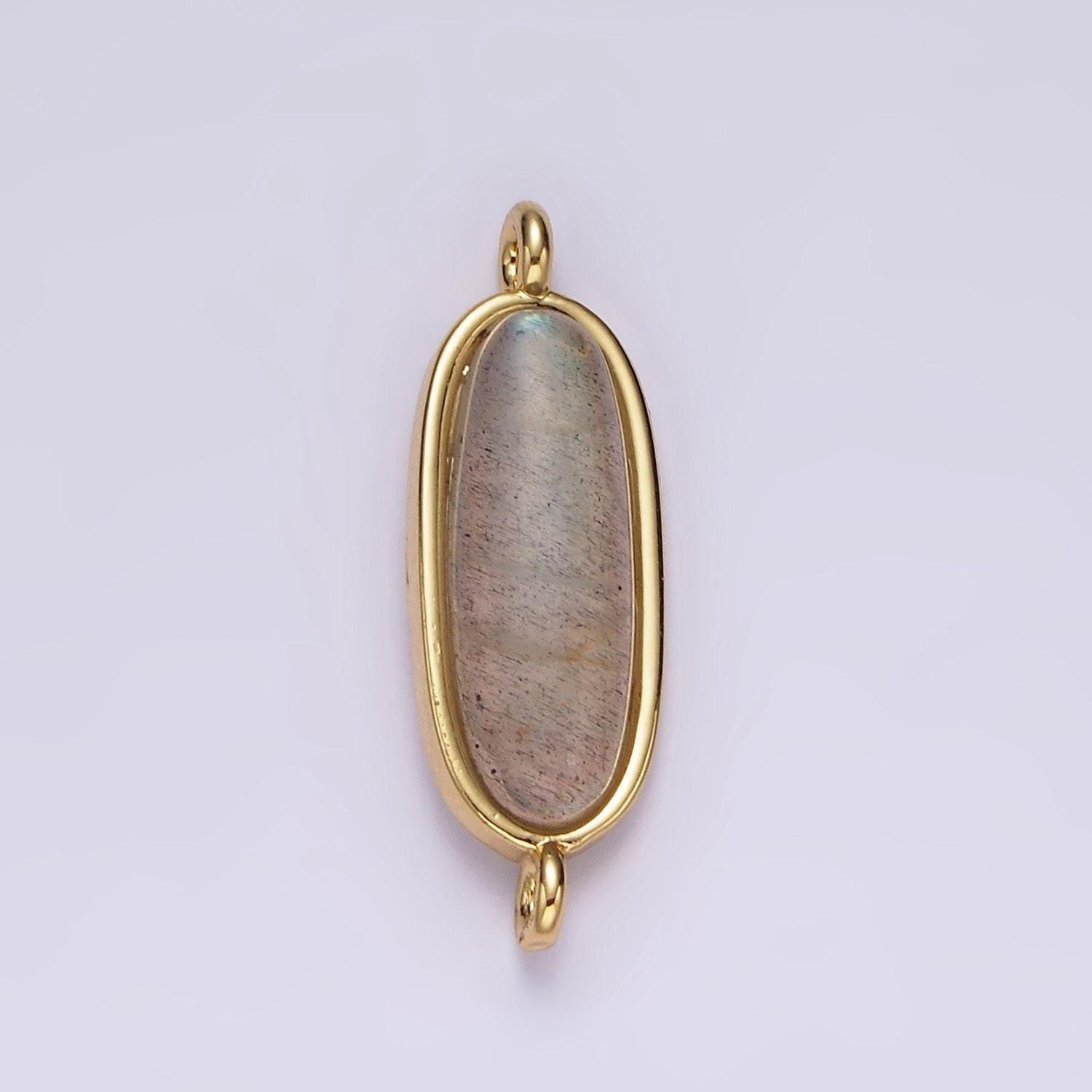 14k gold filled labradorite oblong bezel connector | g823