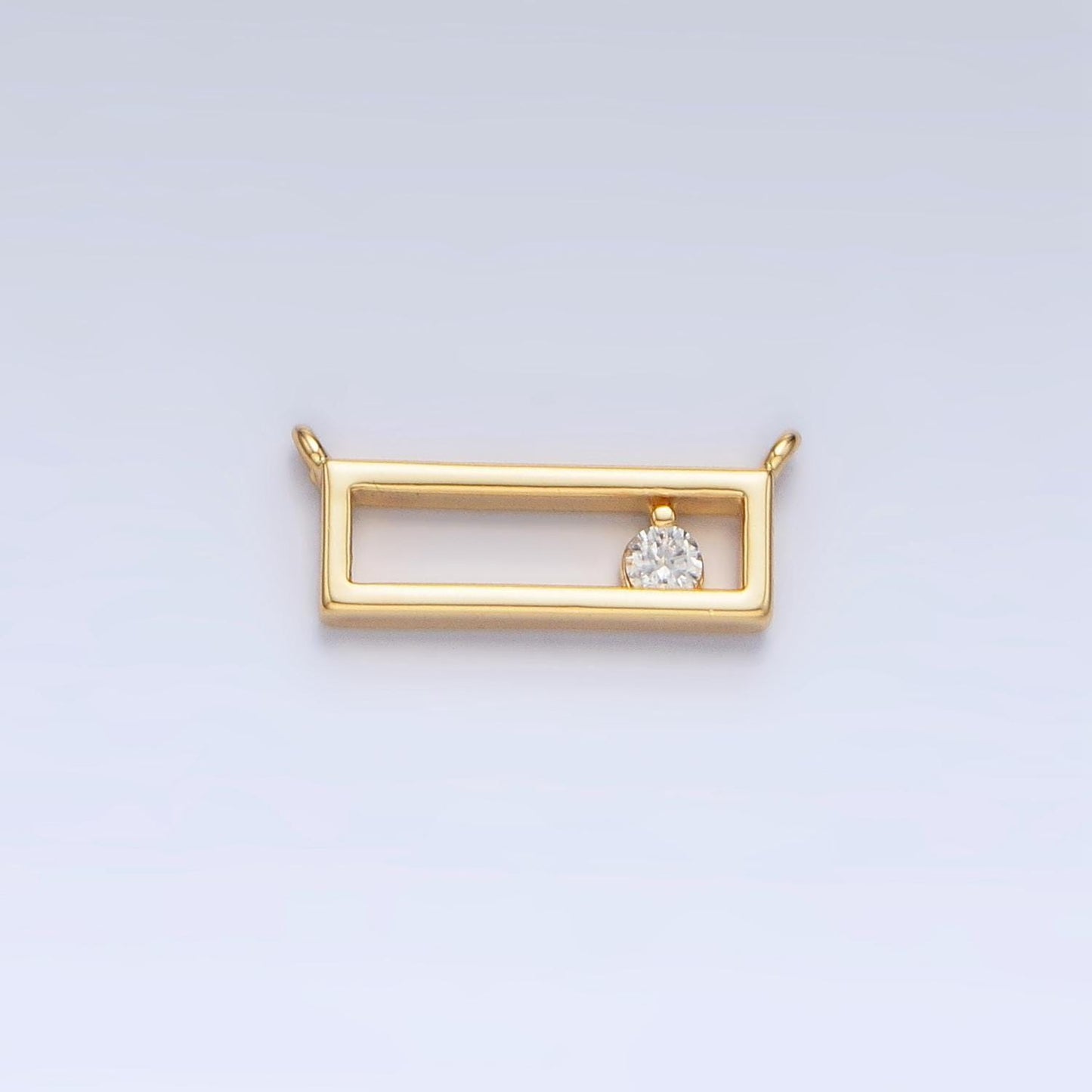 14k gold filled clear cz open rectangular bar connector | g816