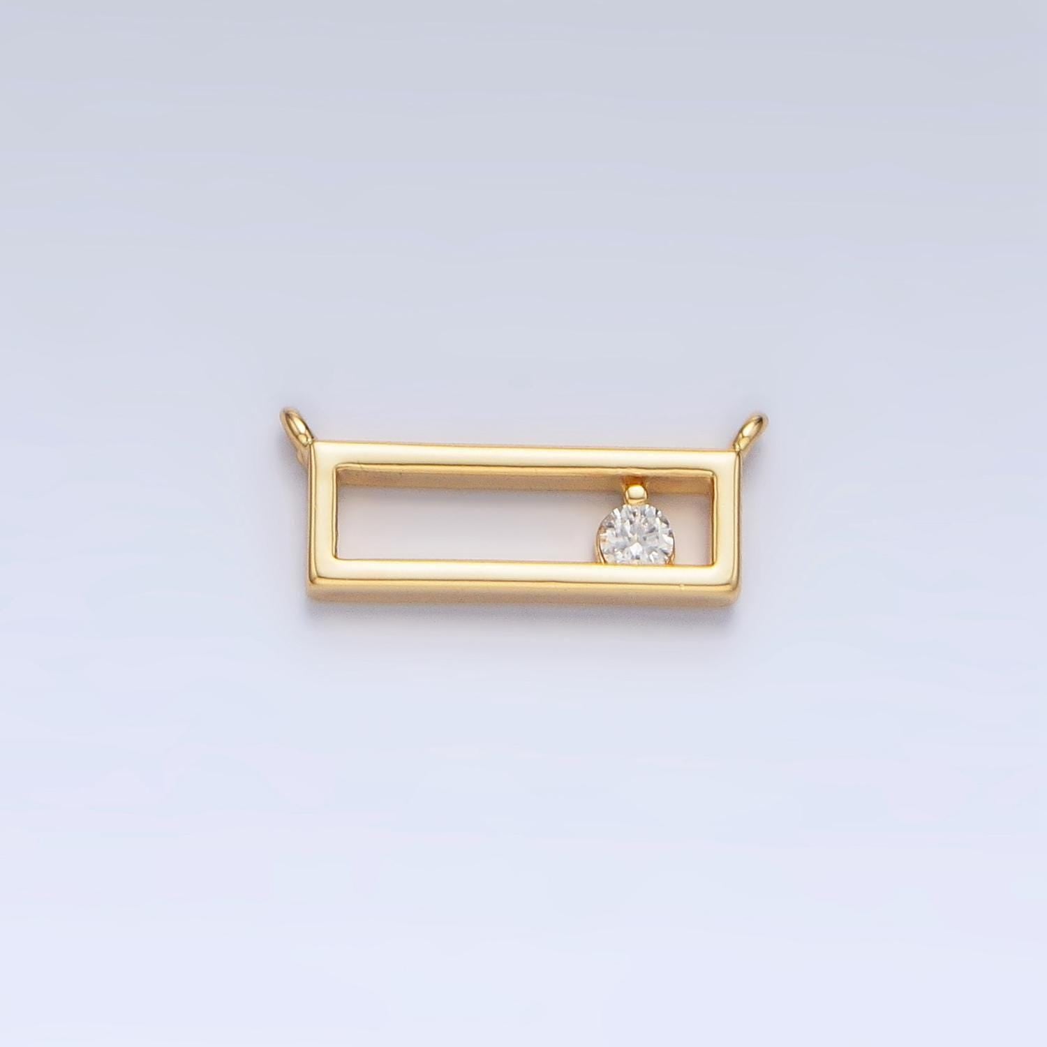 14k gold filled clear cz open rectangular bar connector | g816