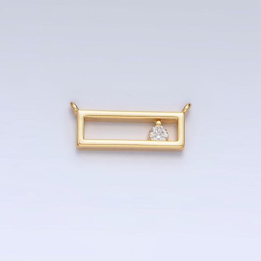 14k gold filled clear cz open rectangular bar connector | g816