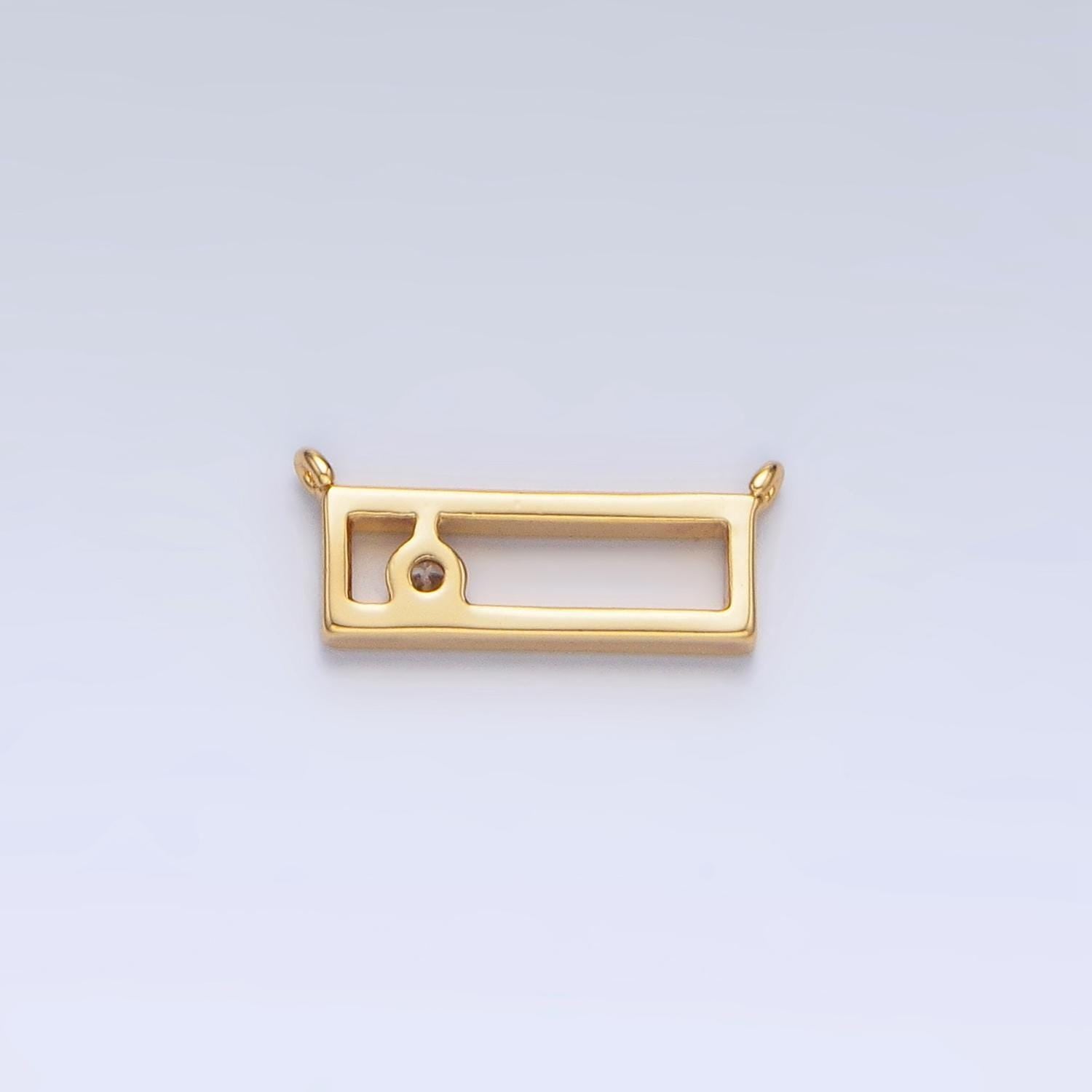 14k gold filled clear cz open rectangular bar connector | g816