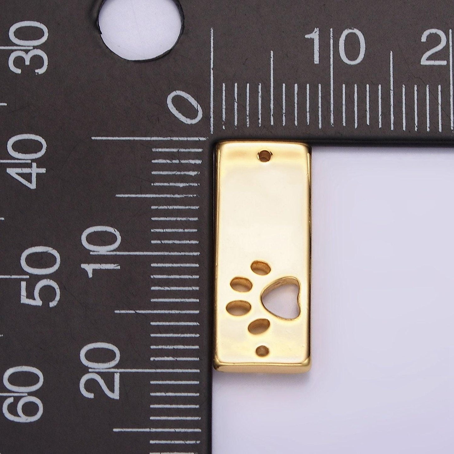 24k gold filled open pawprint pet animal 8mm rectangular tag connector | g806