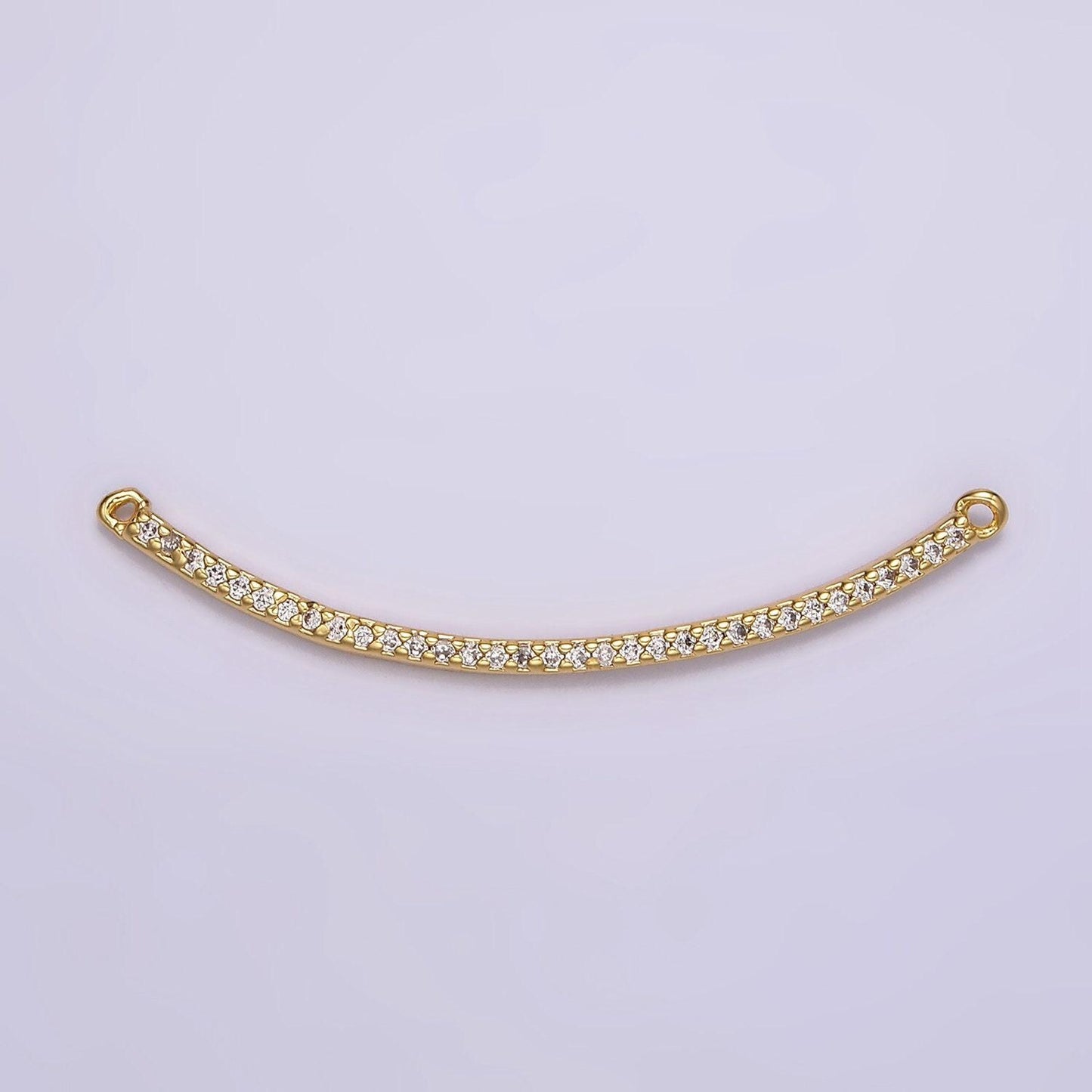 24k gold filled 40mm clear micro paved cz curved band connector | g801