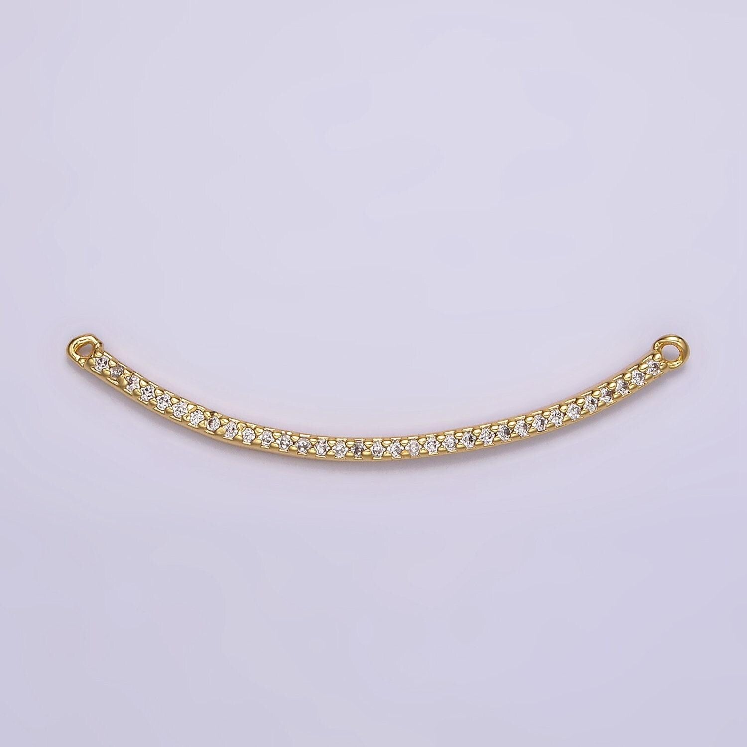24k gold filled 40mm clear micro paved cz curved band connector | g801