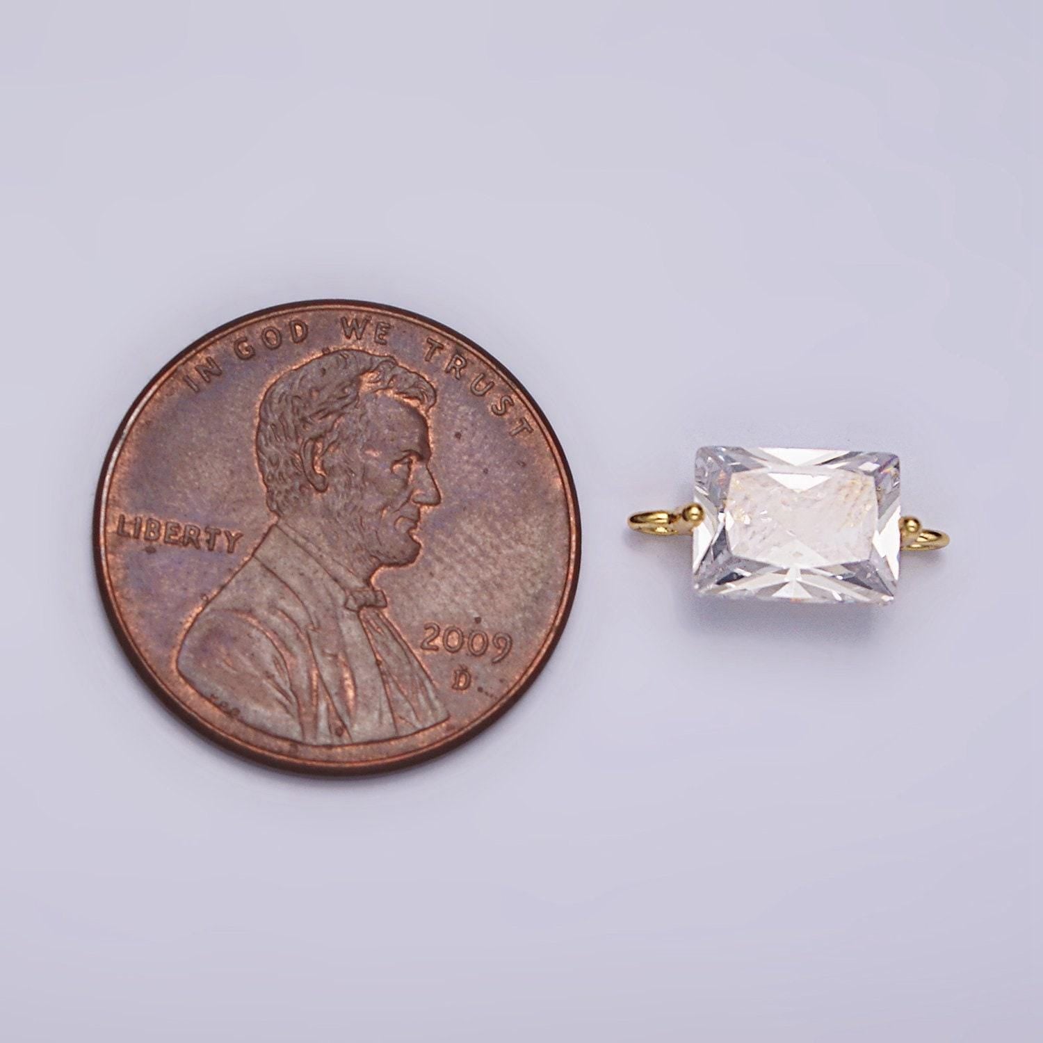 24k gold filled 5mm clear cz baguette connector | g799